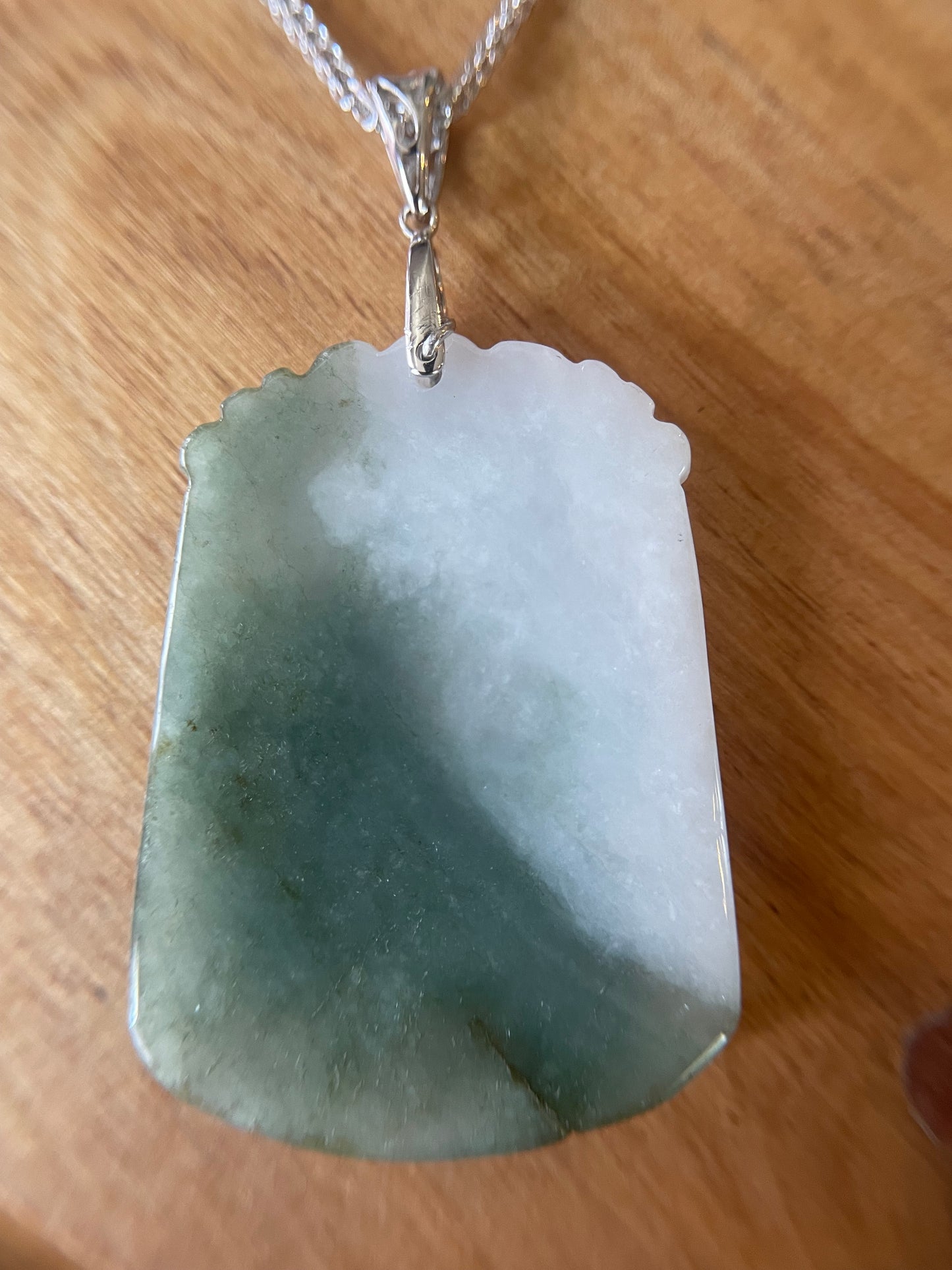 Grade A Burma jadeite Zodiac (RAT) pendant with silver necklace