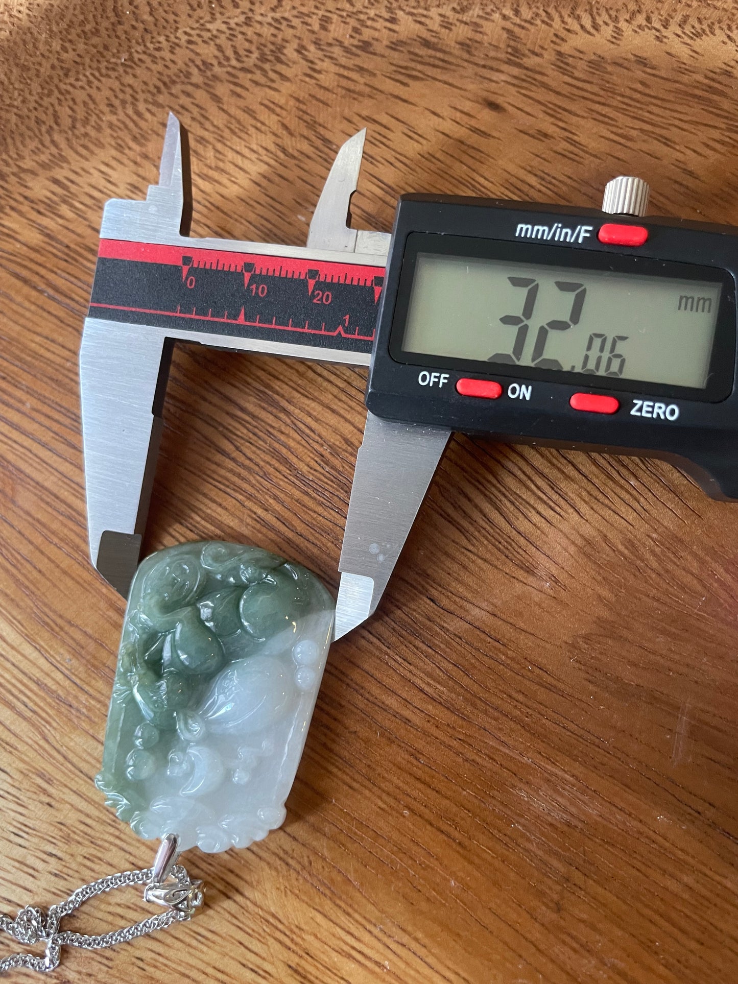 Grade A Burma jadeite Zodiac (RAT) pendant with silver necklace