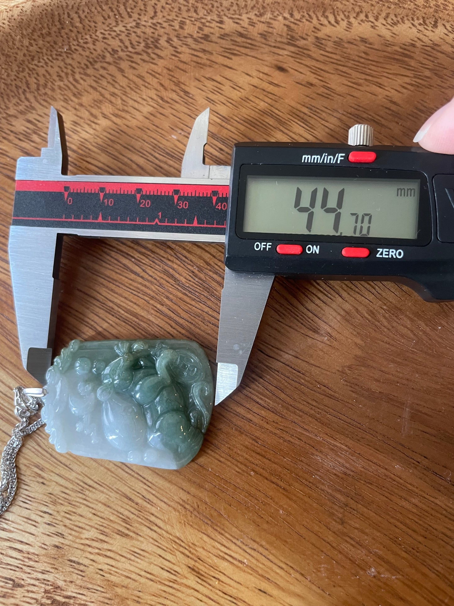 Grade A Burma jadeite Zodiac (RAT) pendant with silver necklace