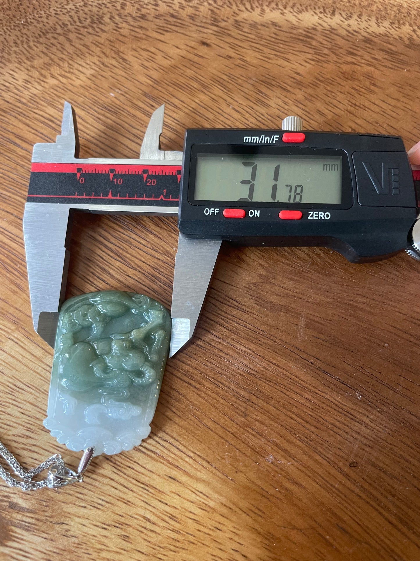 Grade A Burma jadeite Zodiac (OX) pendant with silver necklace