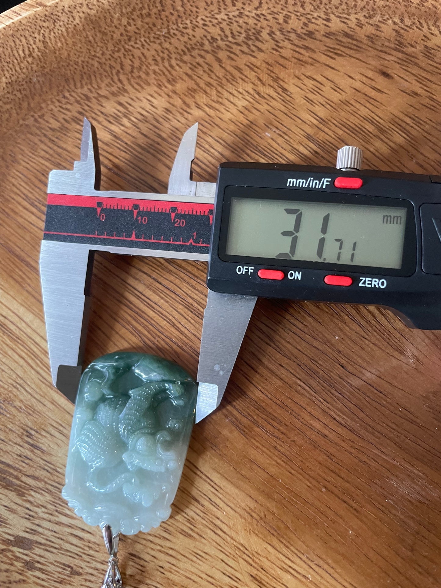 Grade A Burma jadeite Zodiac (Tiger) pendant with silver necklace