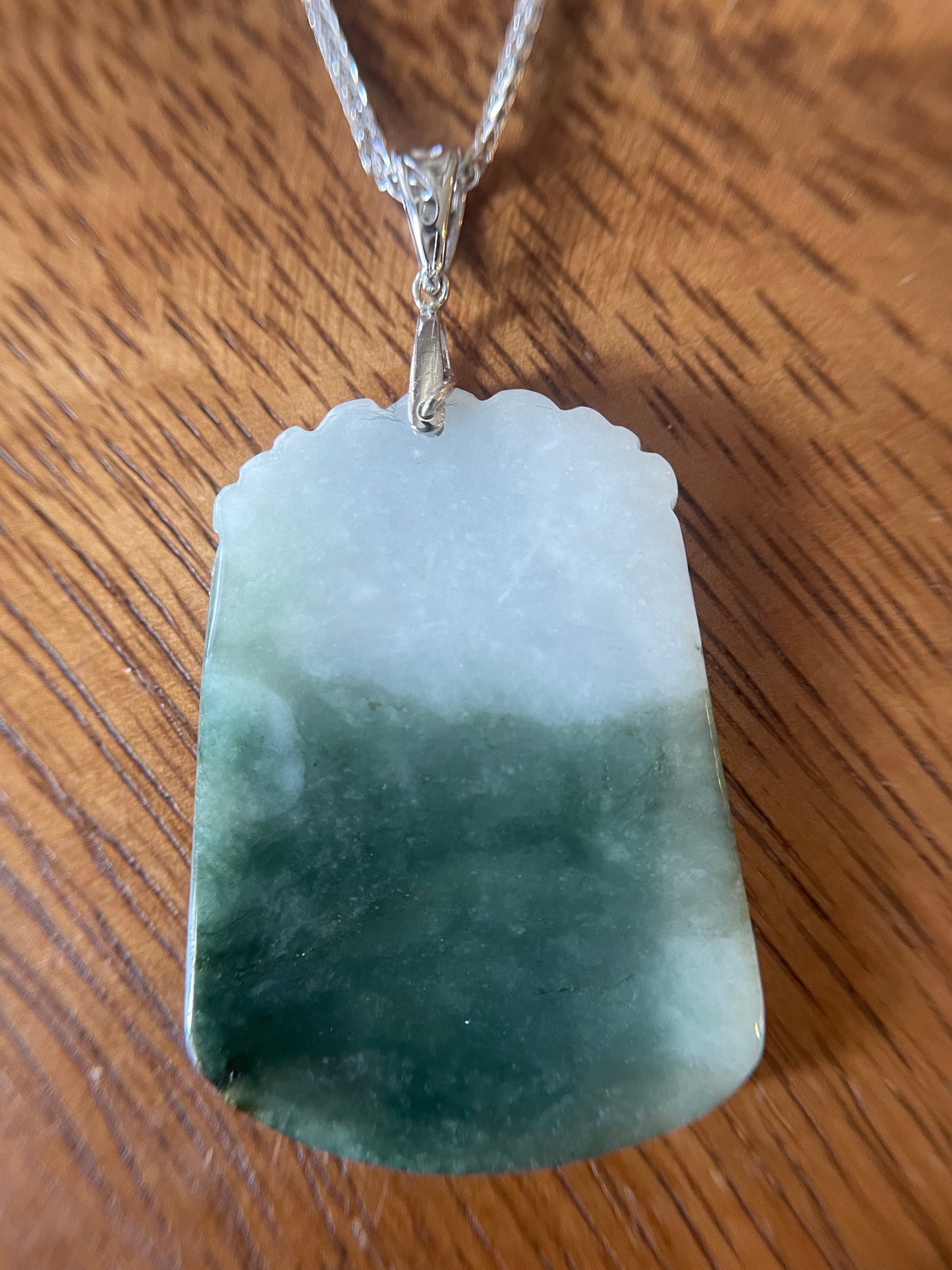 Grade A Burma jadeite Zodiac (Rabbit) pendant with silver necklace