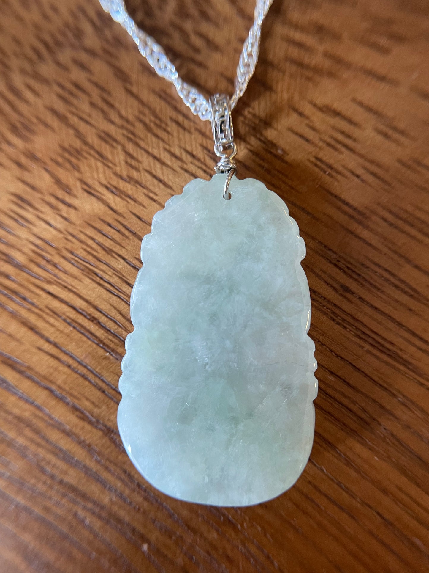 Grade A Burma jadeite Zodiac (DRAGON) pendant with silver necklace
