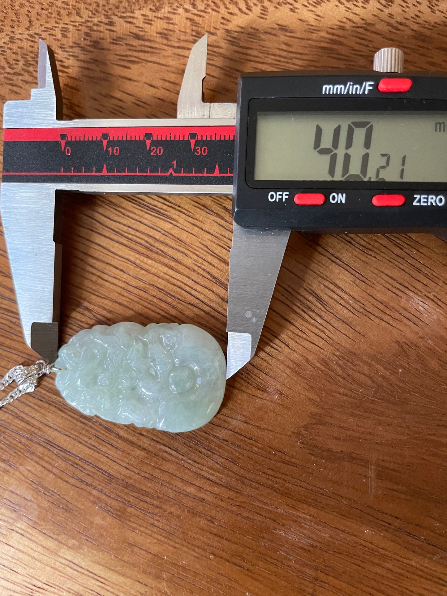 Grade A Burma jadeite Zodiac (DRAGON) pendant with silver necklace