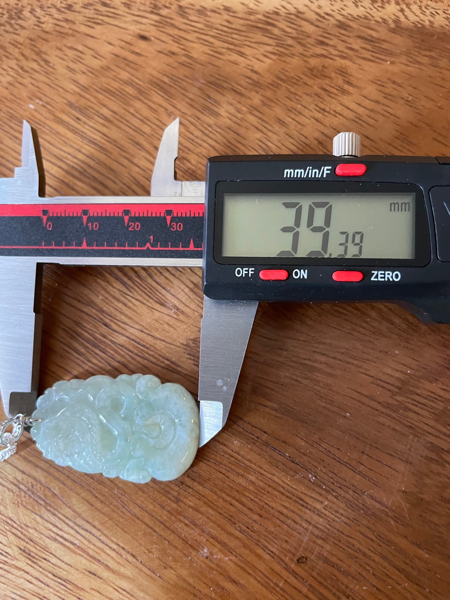 Grade A Burma jadeite Zodiac (Snake) pendant with silver necklace