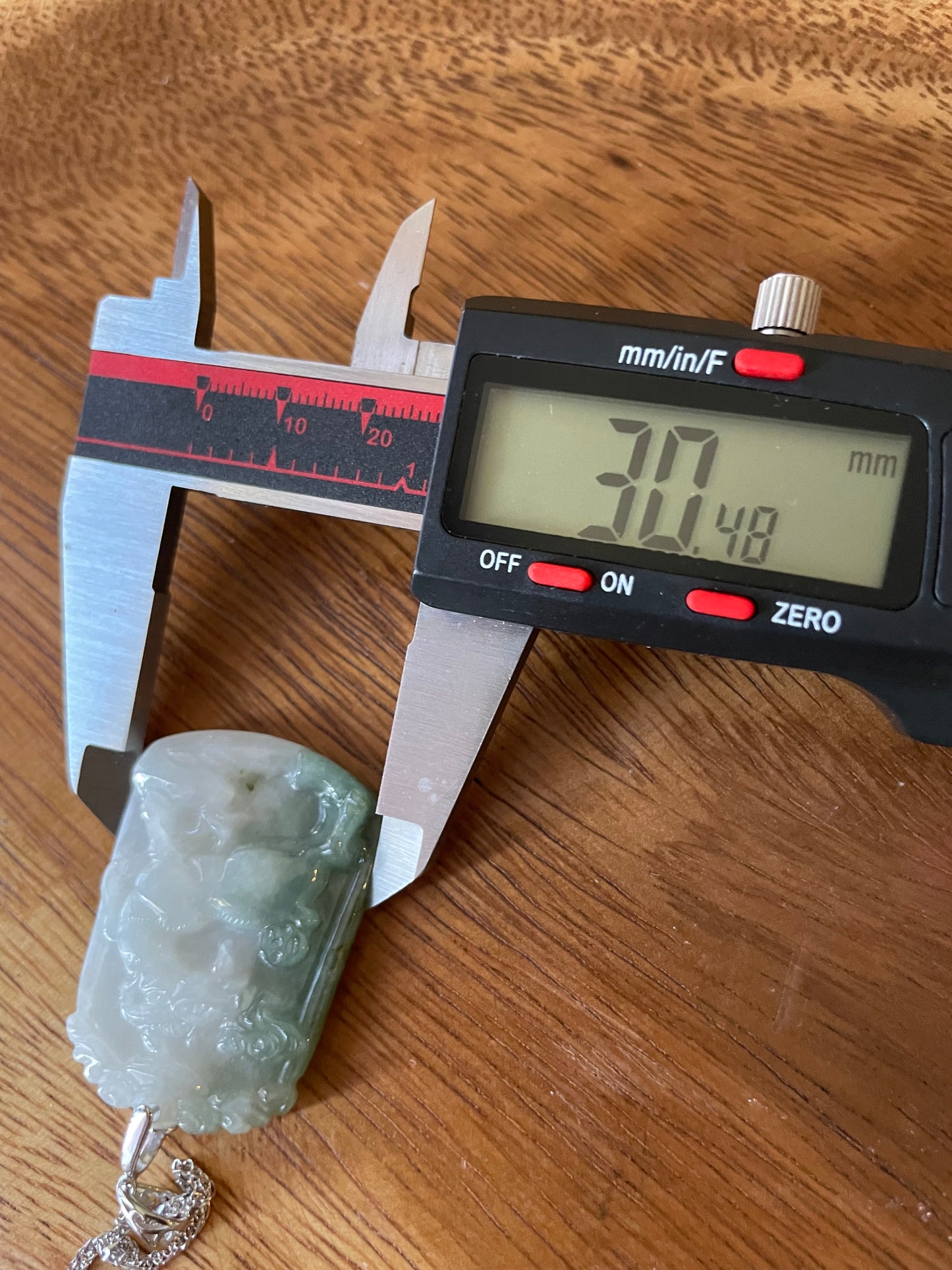 Grade A Burma jadeite Zodiac (Goat) pendant with silver necklace