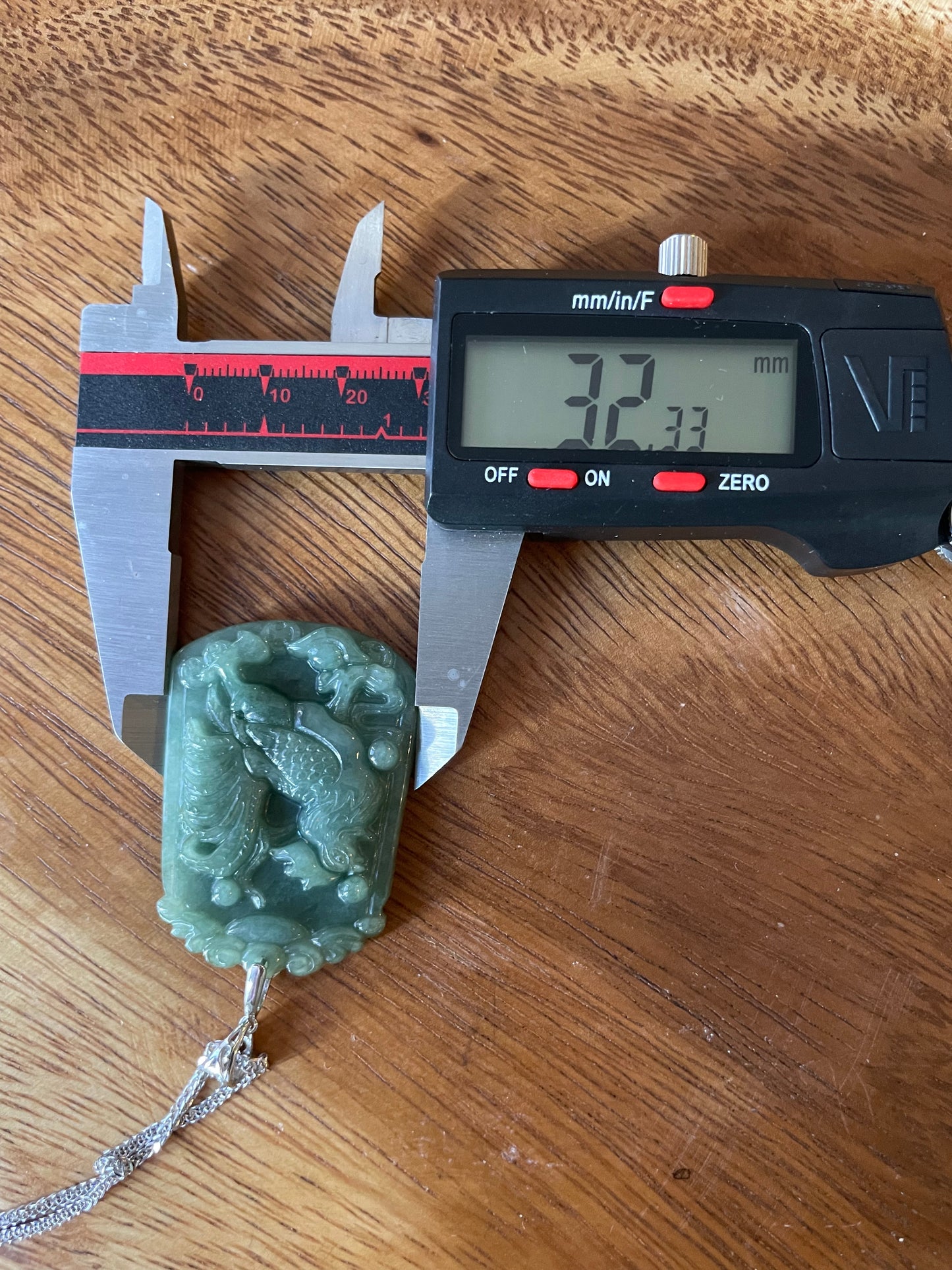 Grade A Burma jadeite Zodiac (Rooster) pendant with silver necklace