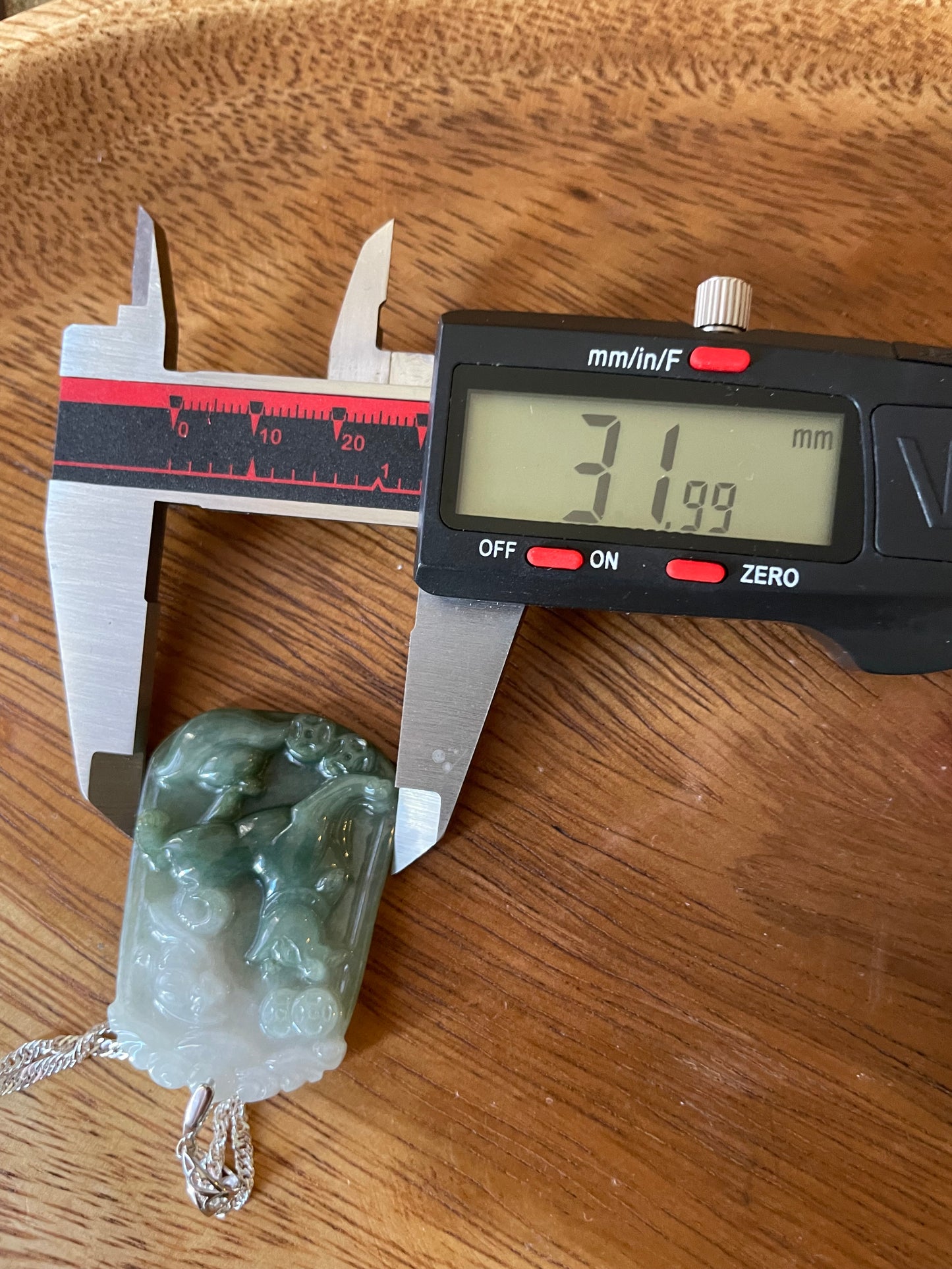 Grade A Burma jadeite Zodiac (Dog) pendant with silver necklace