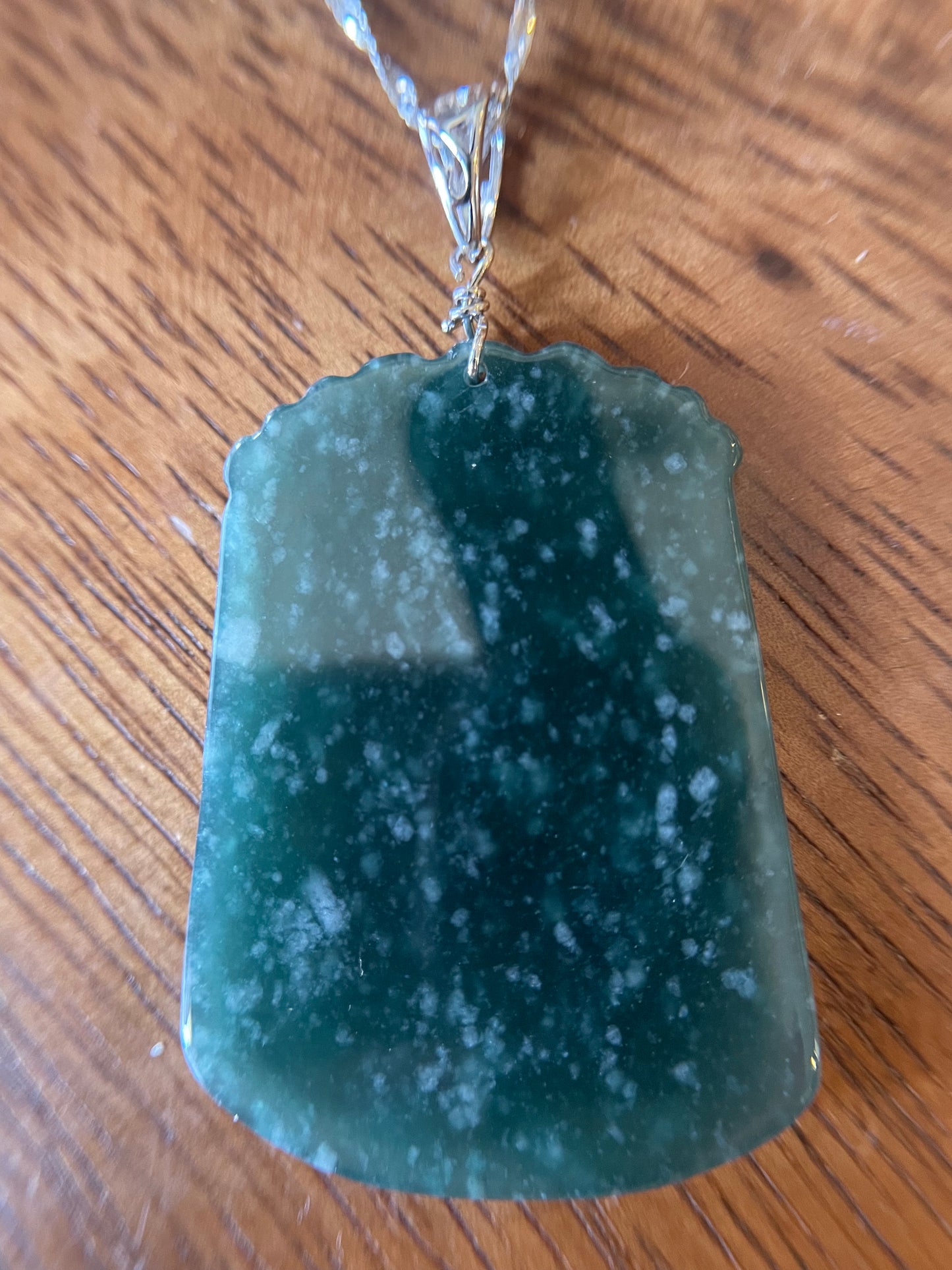 Grade A  jadeite Zodiac (RAT) pendant with silver necklace