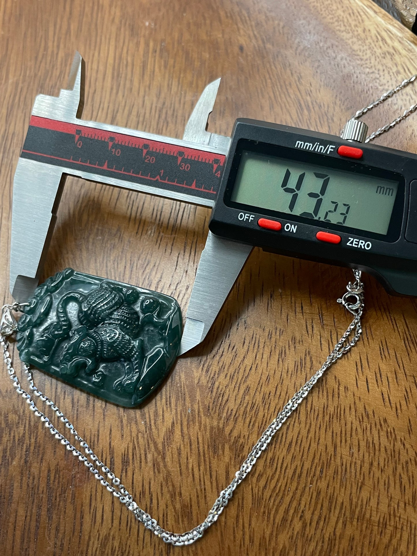 Grade A  jadeite Zodiac (Tiger) pendant with silver necklace