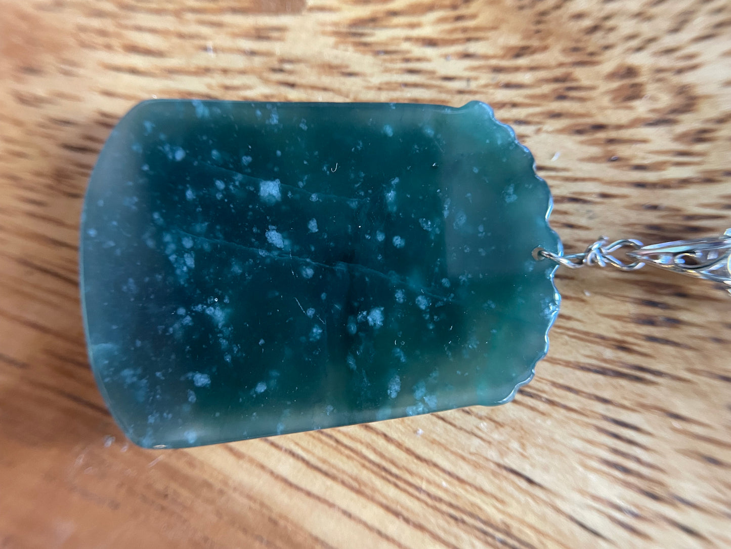 Grade A  jadeite Zodiac (Rabbit) pendant with silver necklace