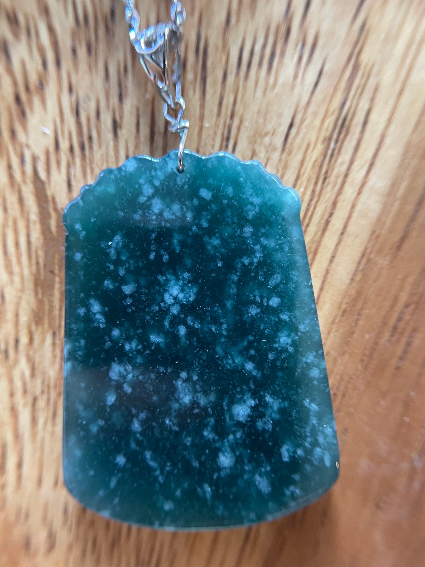 Grade A  jadeite Zodiac (Snake) pendant with silver necklace