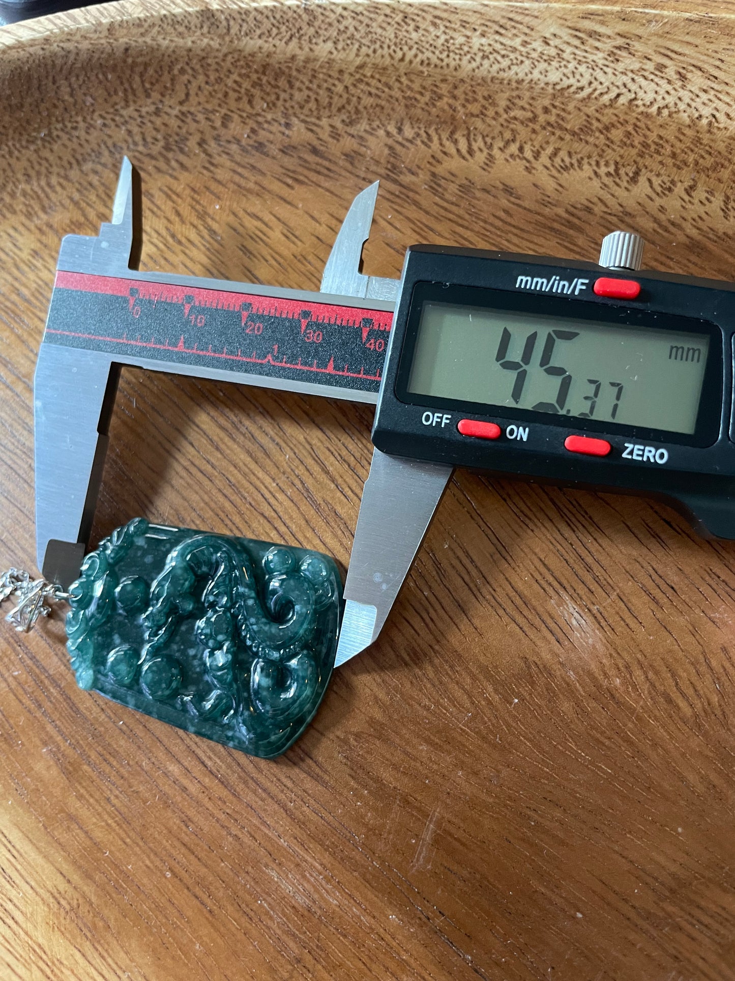 Grade A  jadeite Zodiac (Snake) pendant with silver necklace