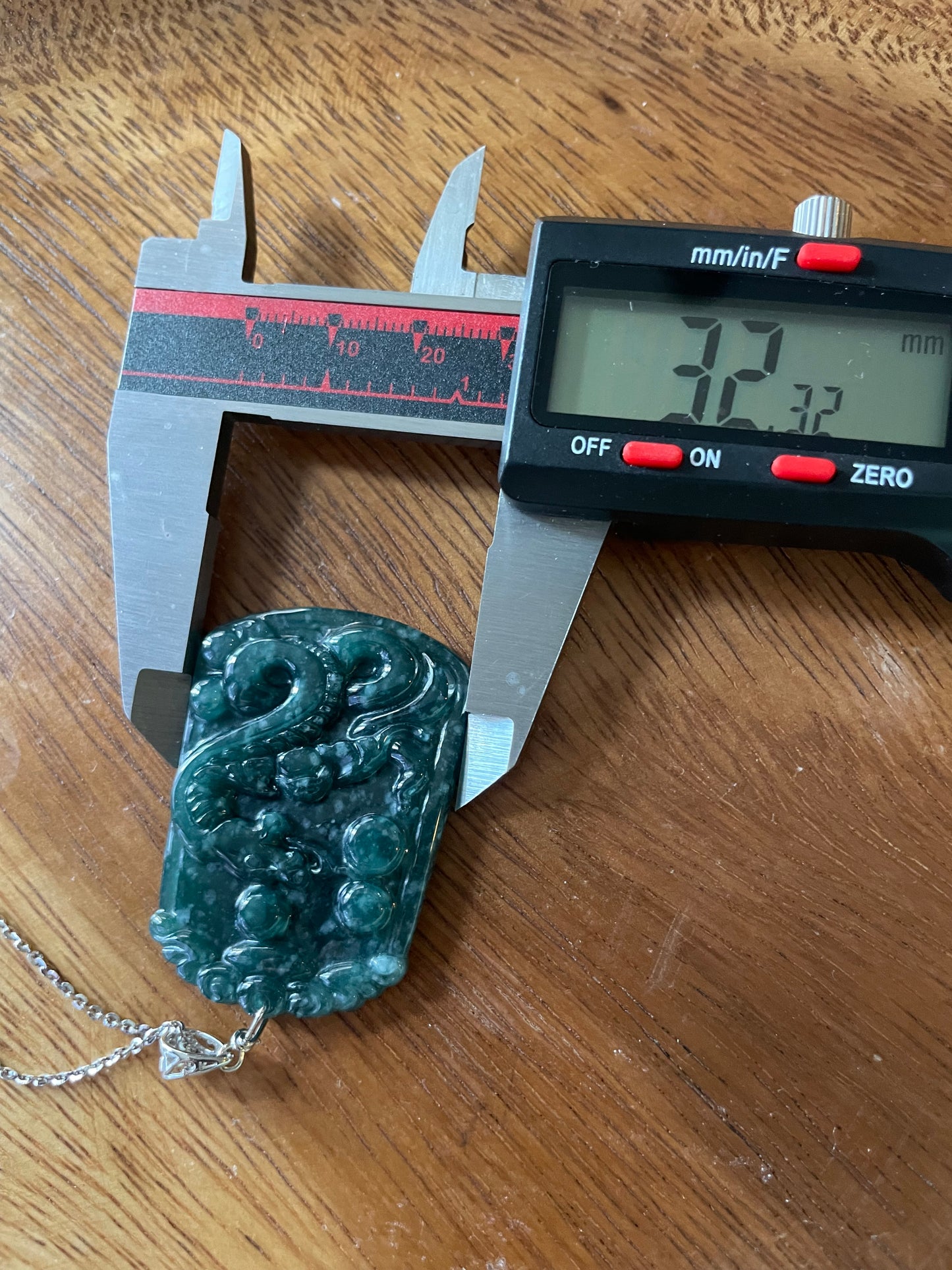 Grade A  jadeite Zodiac (Snake) pendant with silver necklace