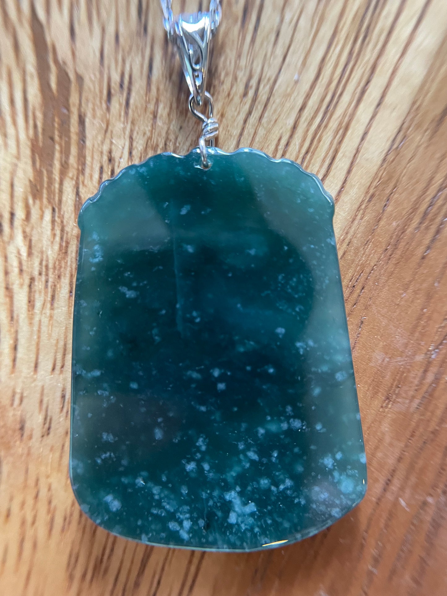 Grade A jadeite Zodiac (Horse) pendant with silver necklace