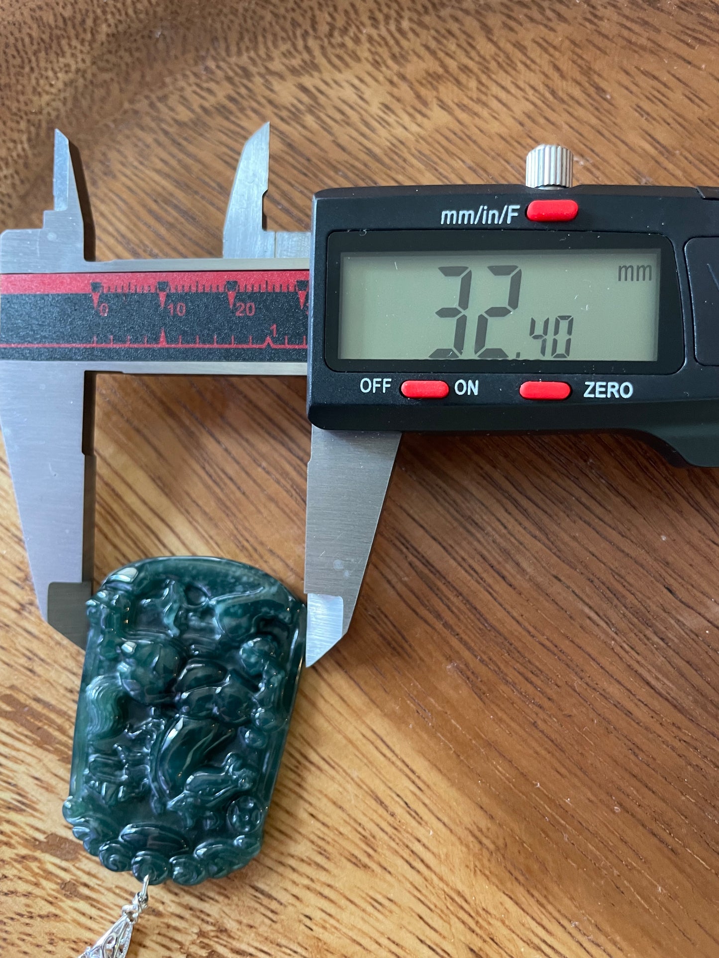 Grade A jadeite Zodiac (Horse) pendant with silver necklace