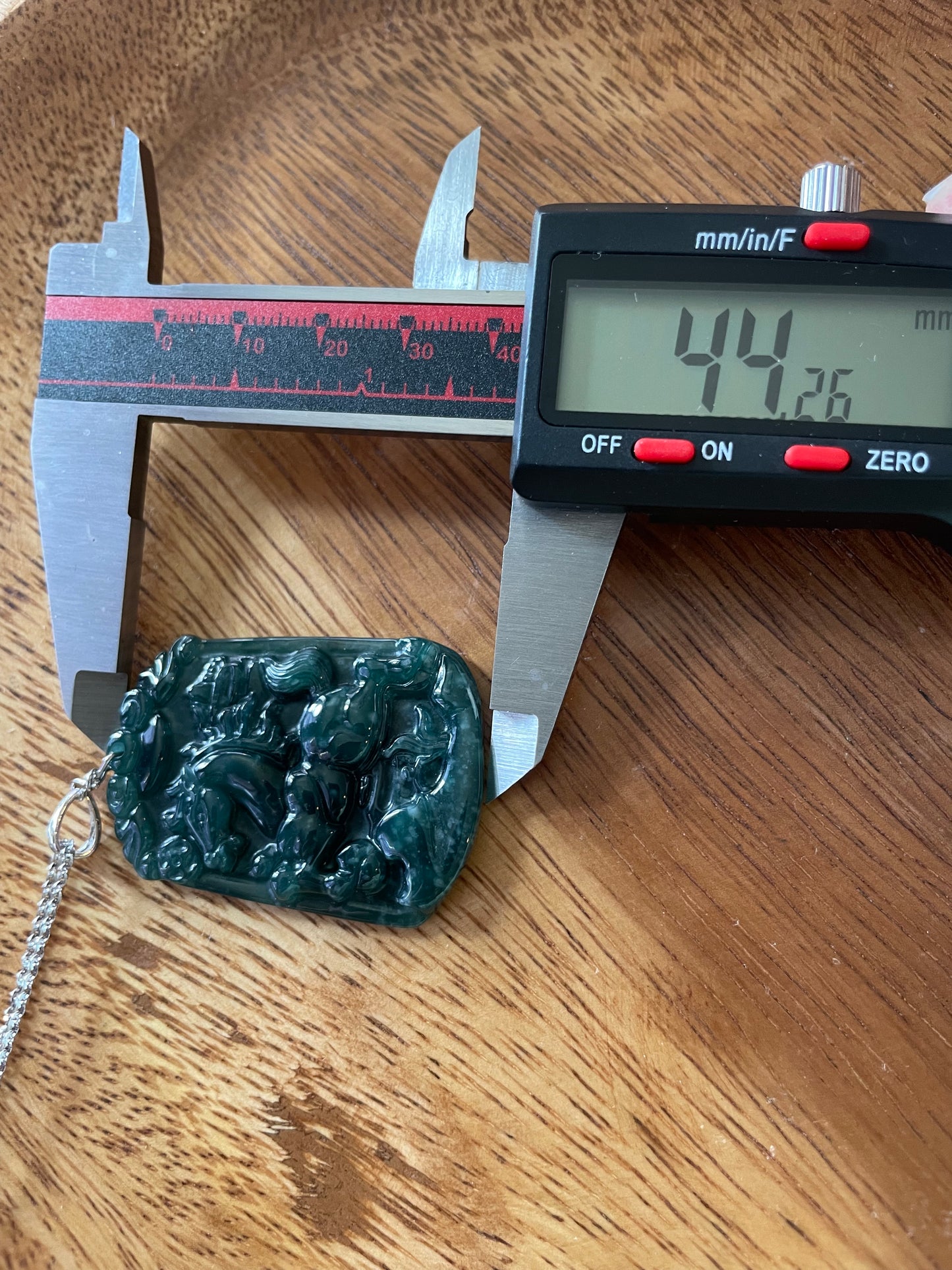 Grade A jadeite Zodiac (Horse) pendant with silver necklace