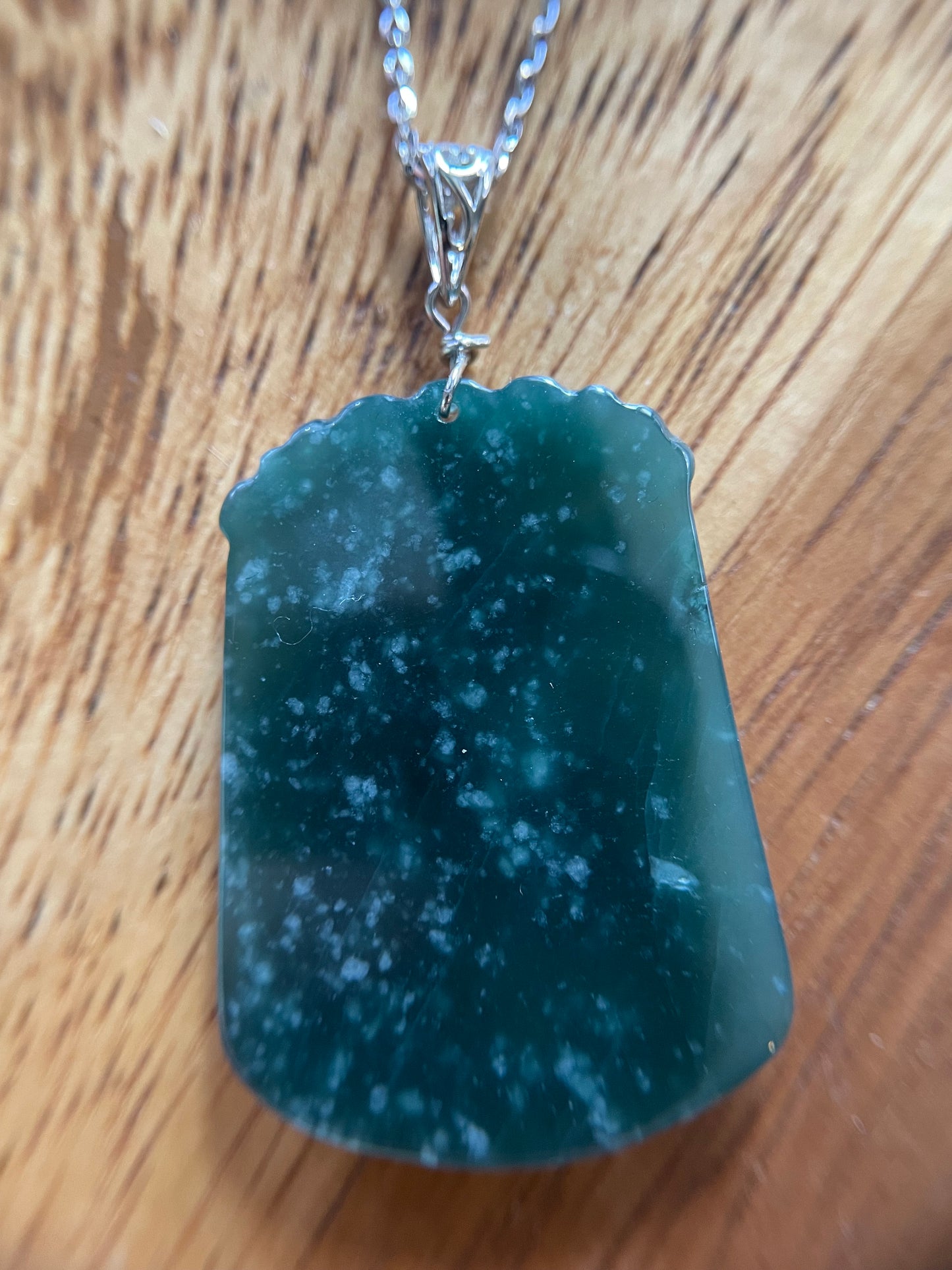 Grade A jadeite Zodiac (Goat) pendant with silver necklace