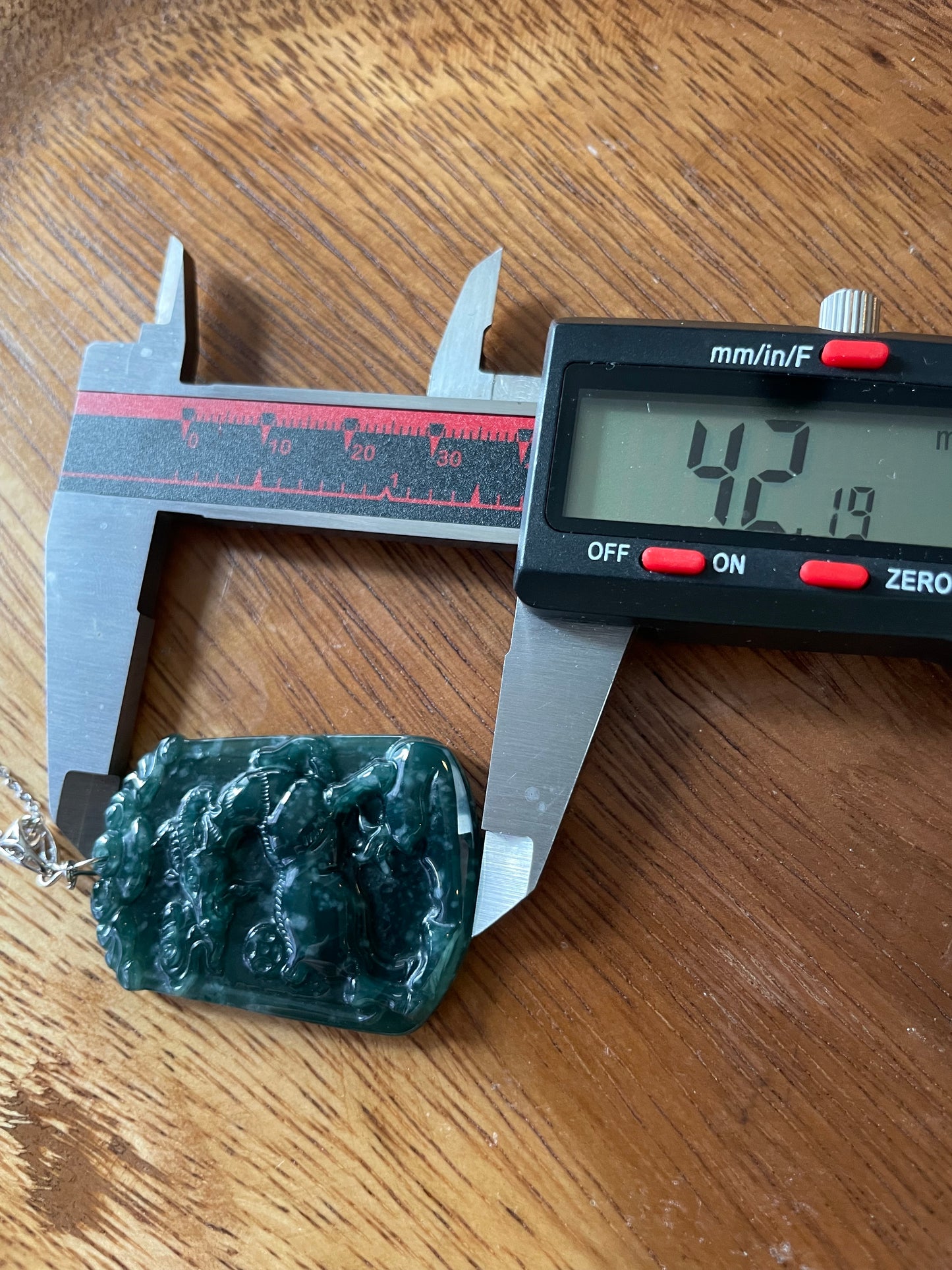 Grade A jadeite Zodiac (Goat) pendant with silver necklace