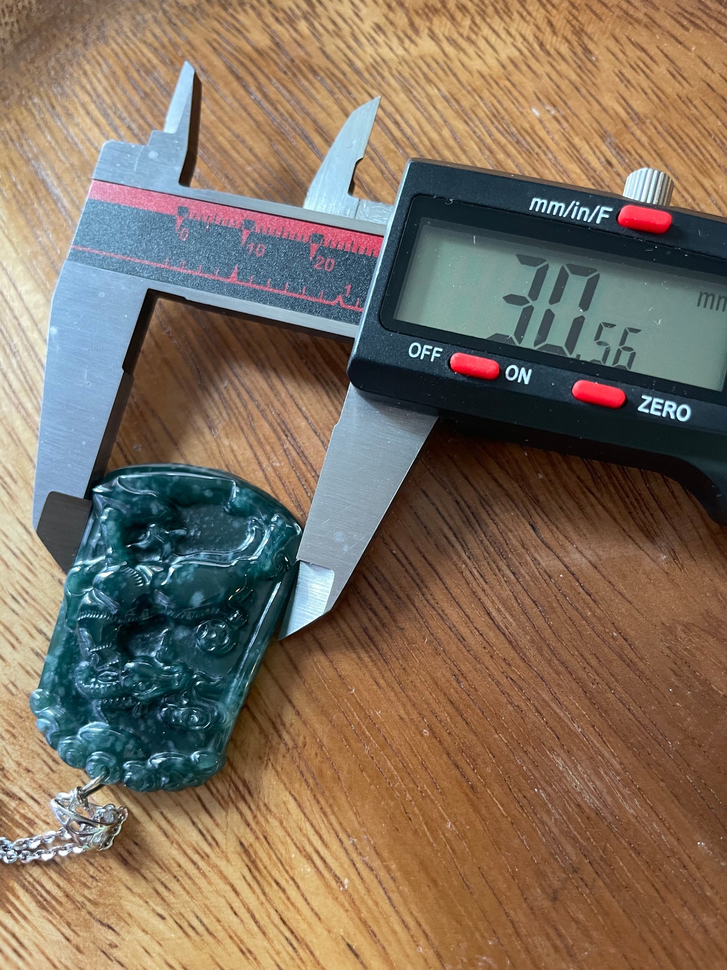 Grade A jadeite Zodiac (Goat) pendant with silver necklace