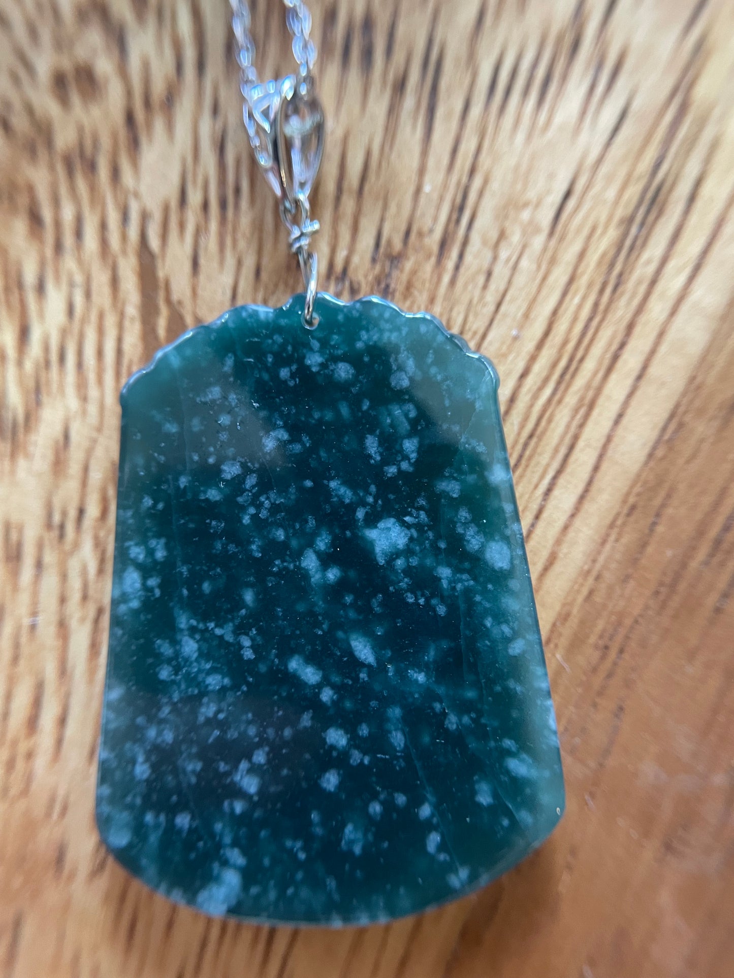 Grade A jadeite Zodiac (Monkey) pendant with silver necklace