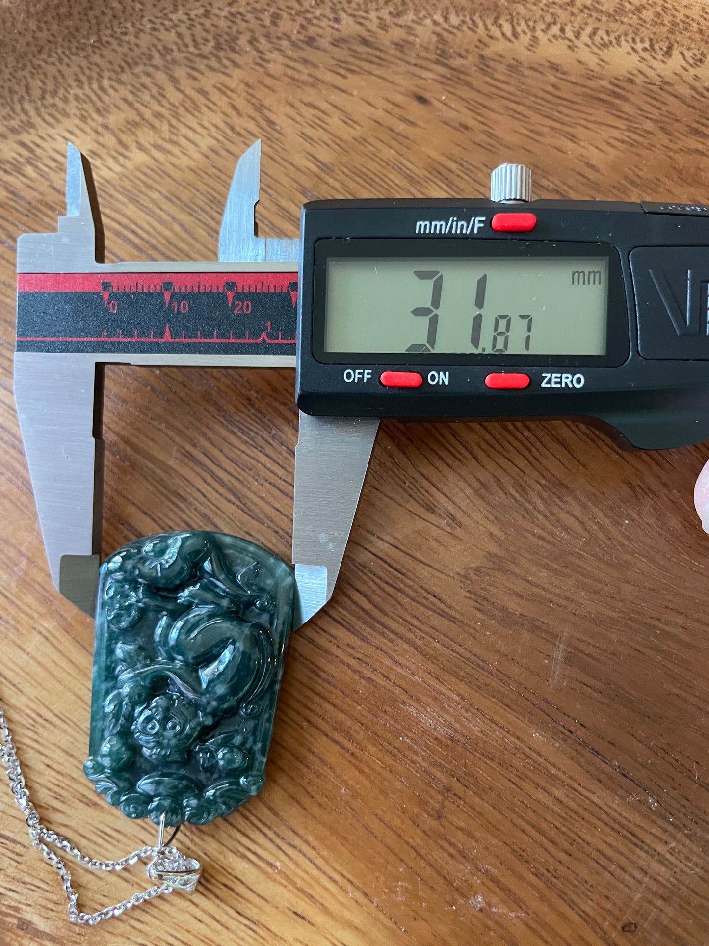 Grade A jadeite Zodiac (Monkey) pendant with silver necklace