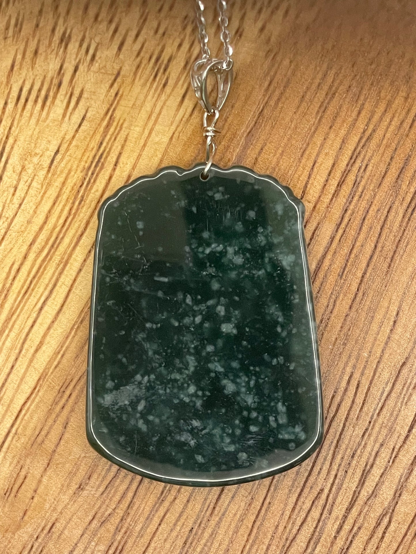 Grade A  jadeite Zodiac (Rooster) pendant with silver necklace