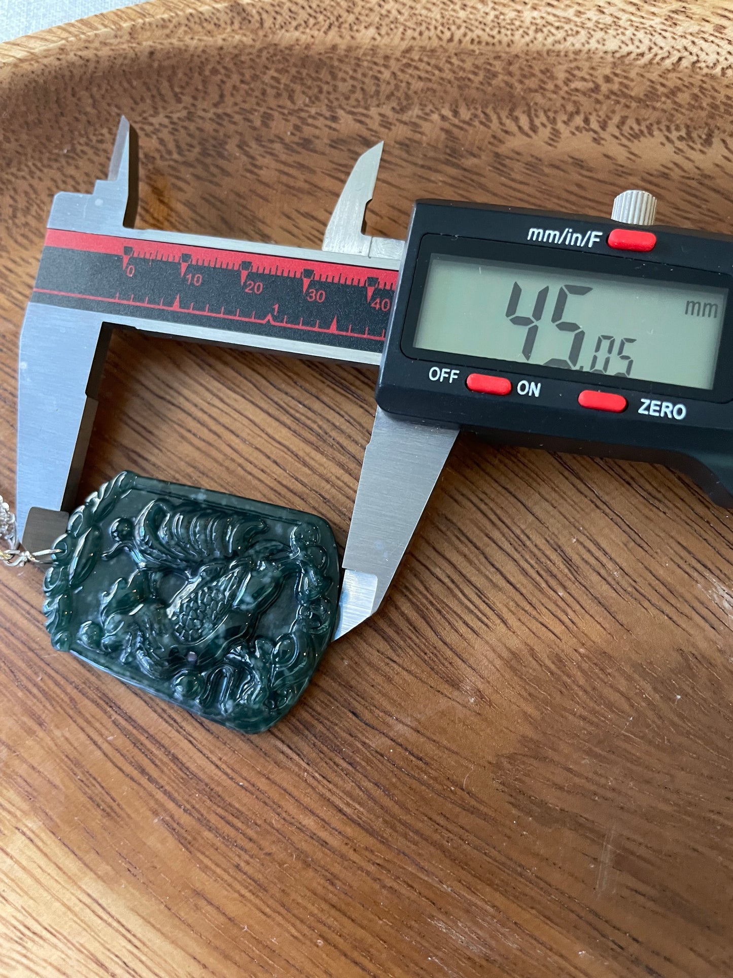 Grade A  jadeite Zodiac (Rooster) pendant with silver necklace