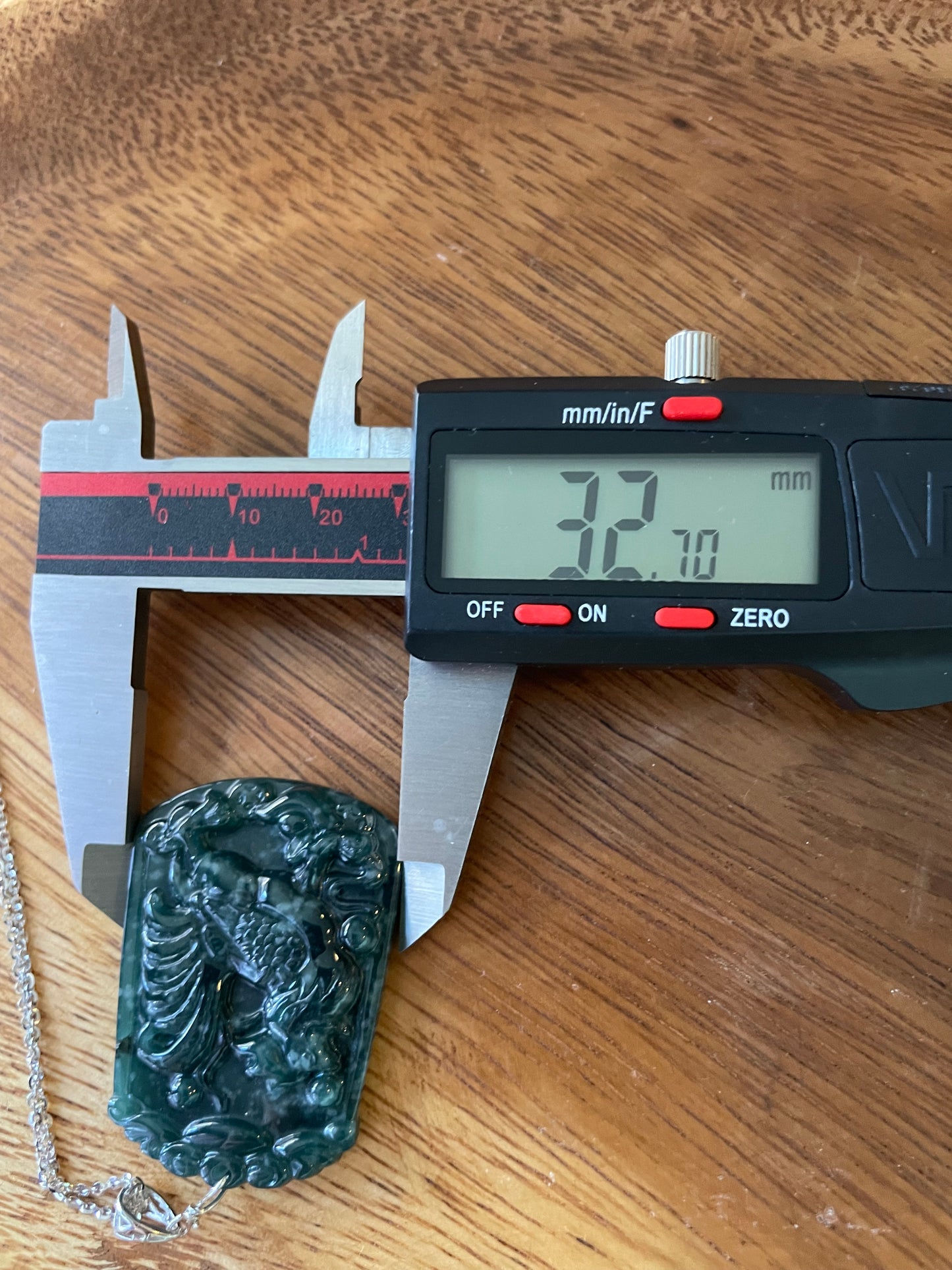 Grade A  jadeite Zodiac (Rooster) pendant with silver necklace