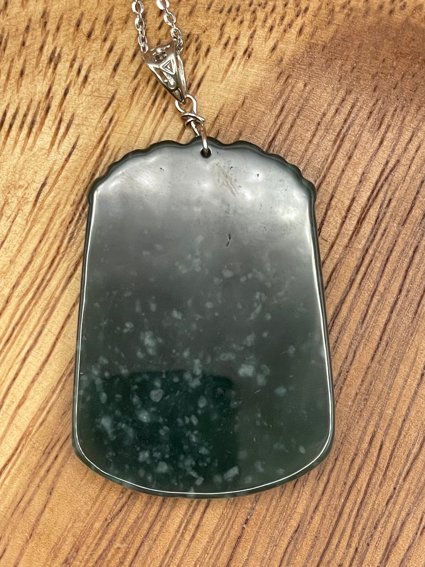 Grade A  jadeite Zodiac (Dog) pendant with silver necklace