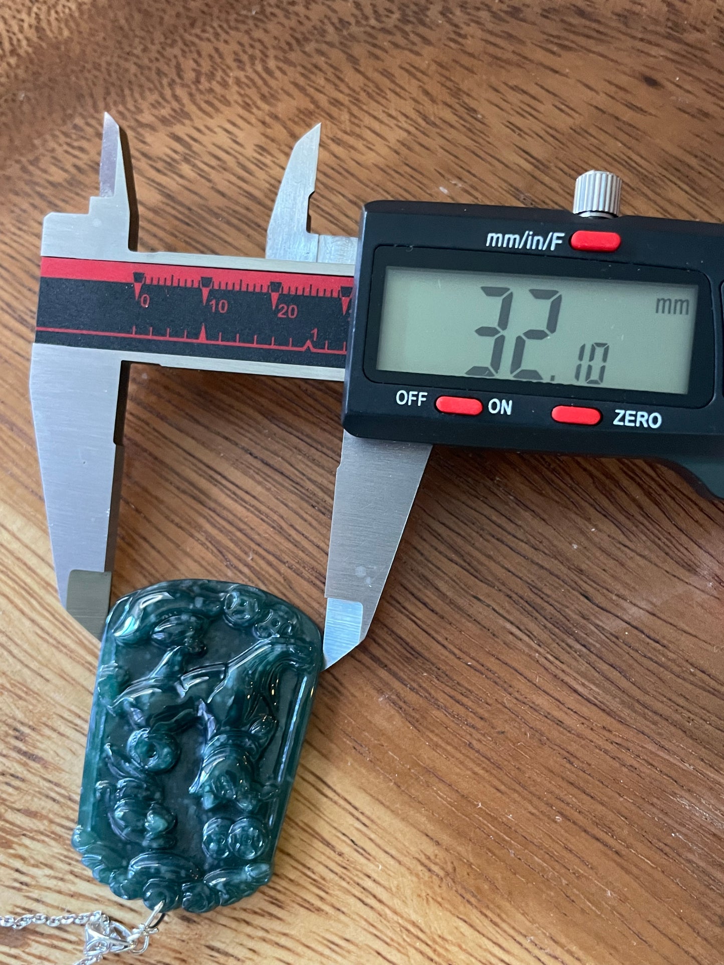 Grade A  jadeite Zodiac (Dog) pendant with silver necklace