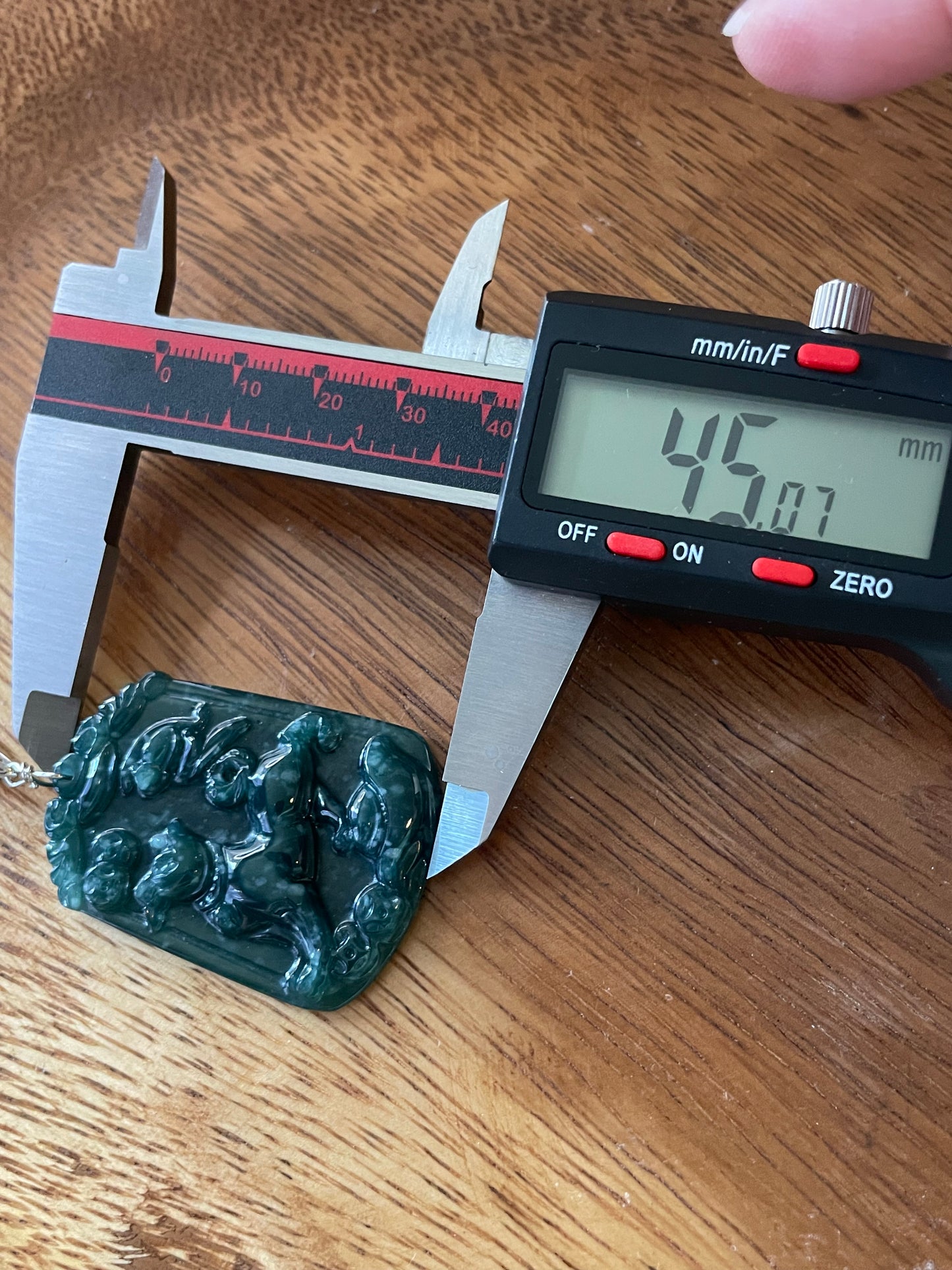 Grade A  jadeite Zodiac (Dog) pendant with silver necklace