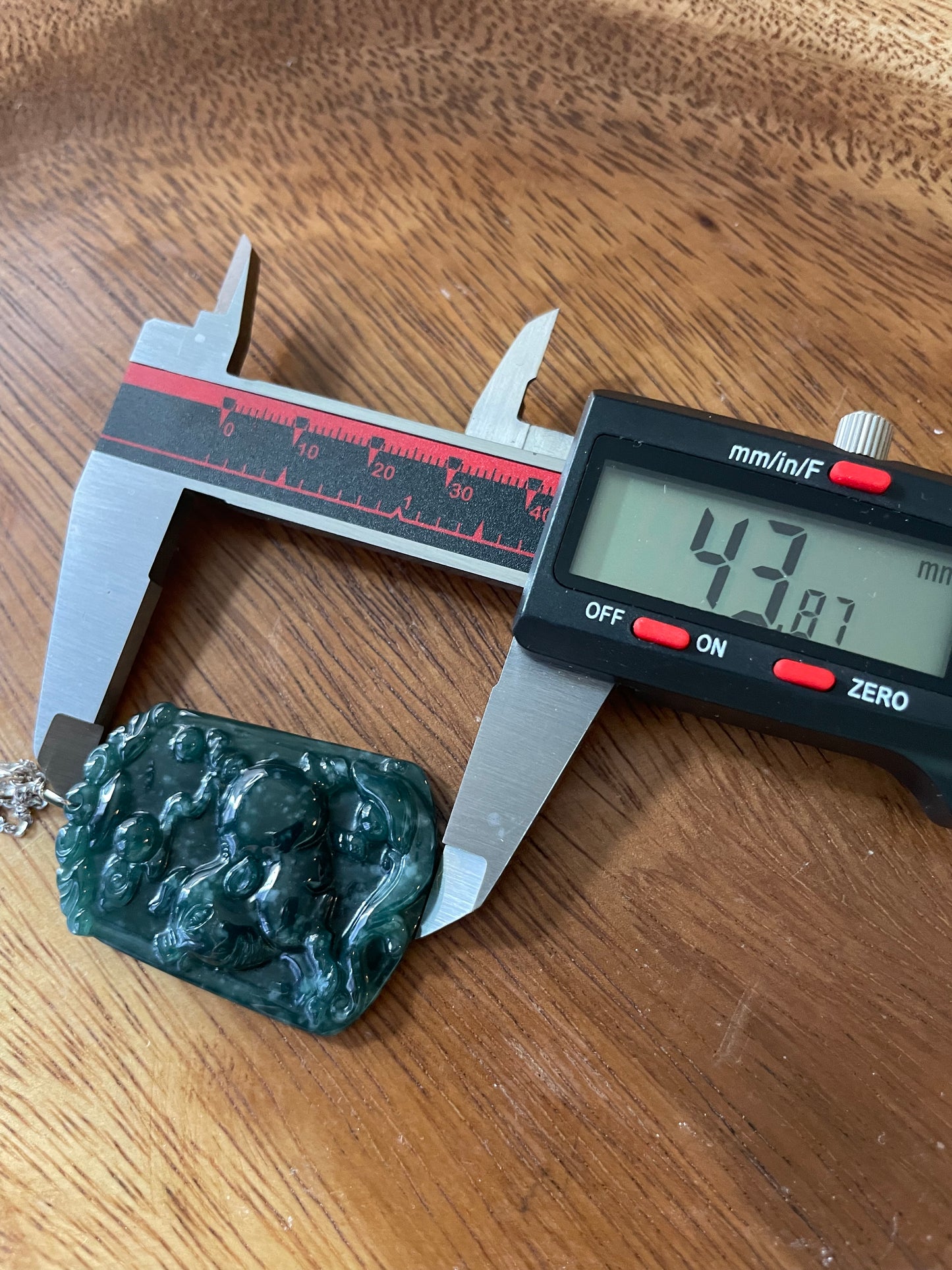 Grade A  jadeite Zodiac (Pig) pendant with silver necklace