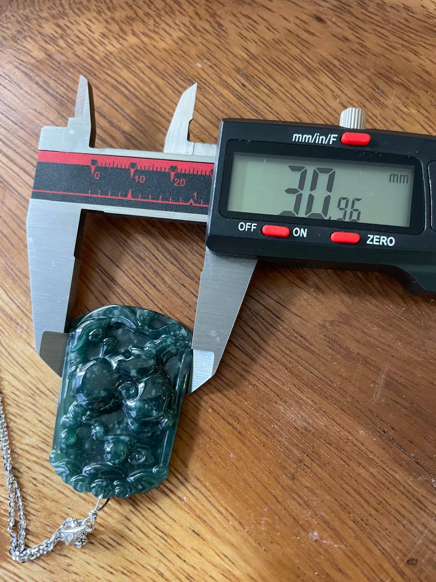 Grade A  jadeite Zodiac (Pig) pendant with silver necklace