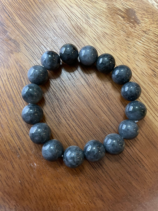 Grade A Natural Grey Burma Jadeite beads elastic bracelet