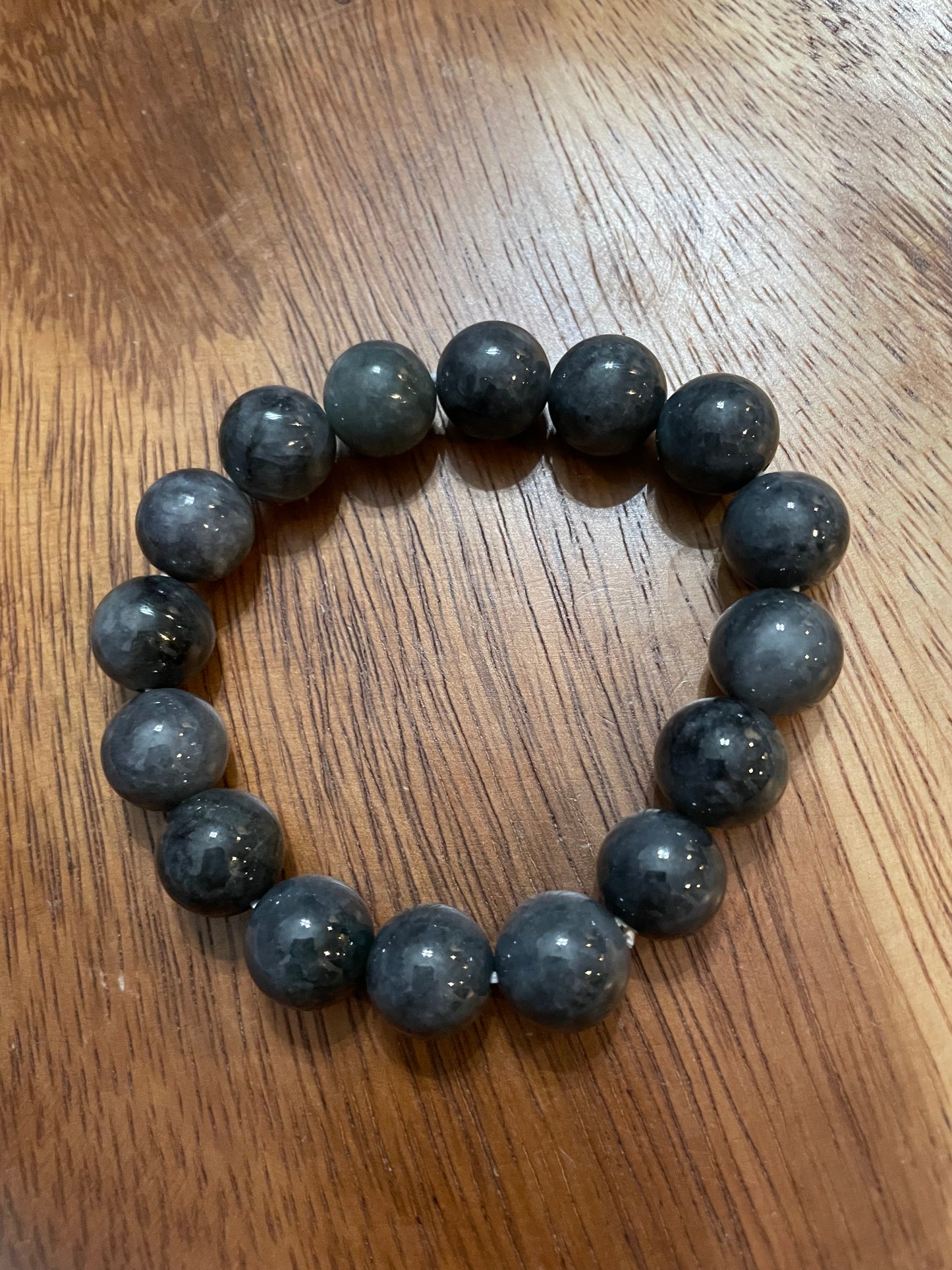 Grade A Natural Grey Burma Jadeite beads elastic bracelet