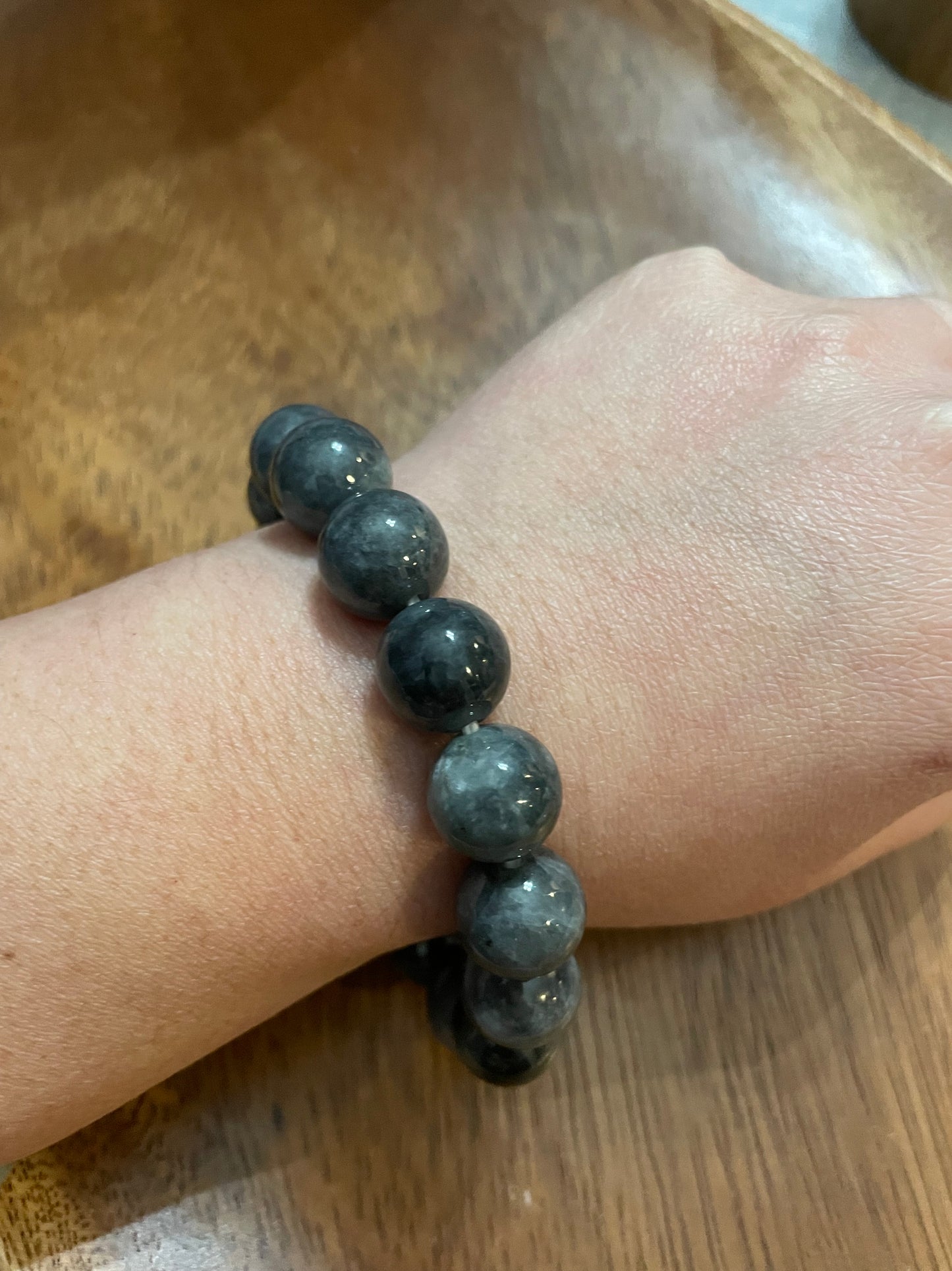 Grade A Natural Grey Burma Jadeite beads elastic bracelet