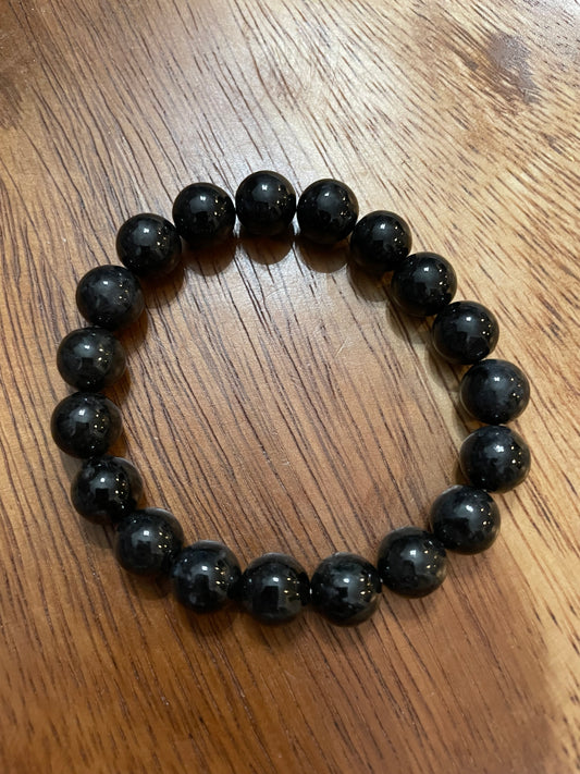 Grade A Natural Black Burma Jadeite beads elastic bracelet