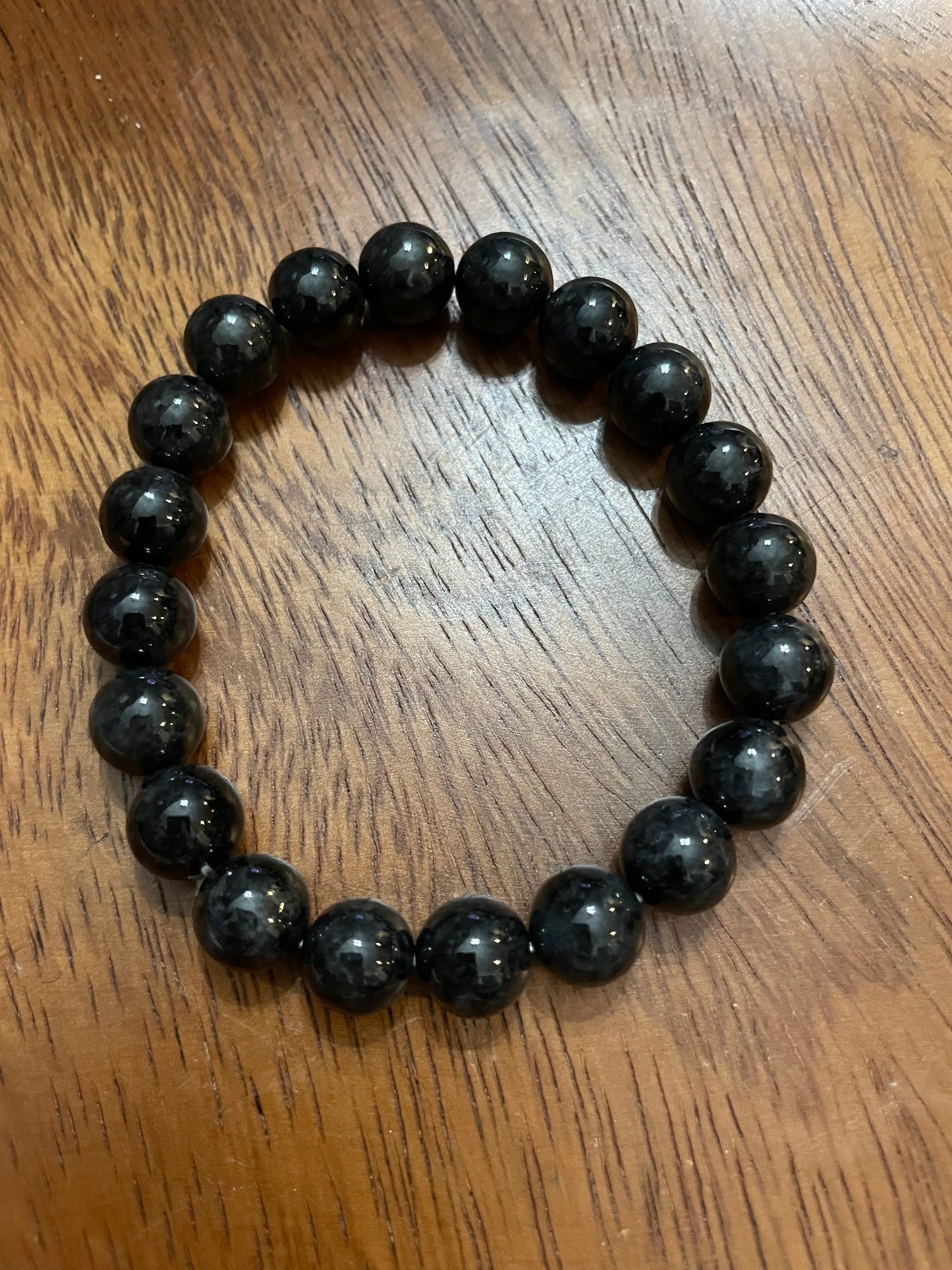 Grade A Natural black bead Burma Jadeite elastic Bracelet