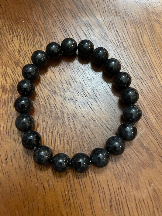 Grade A Natural black bead Burma Jadeite elastic Bracelet