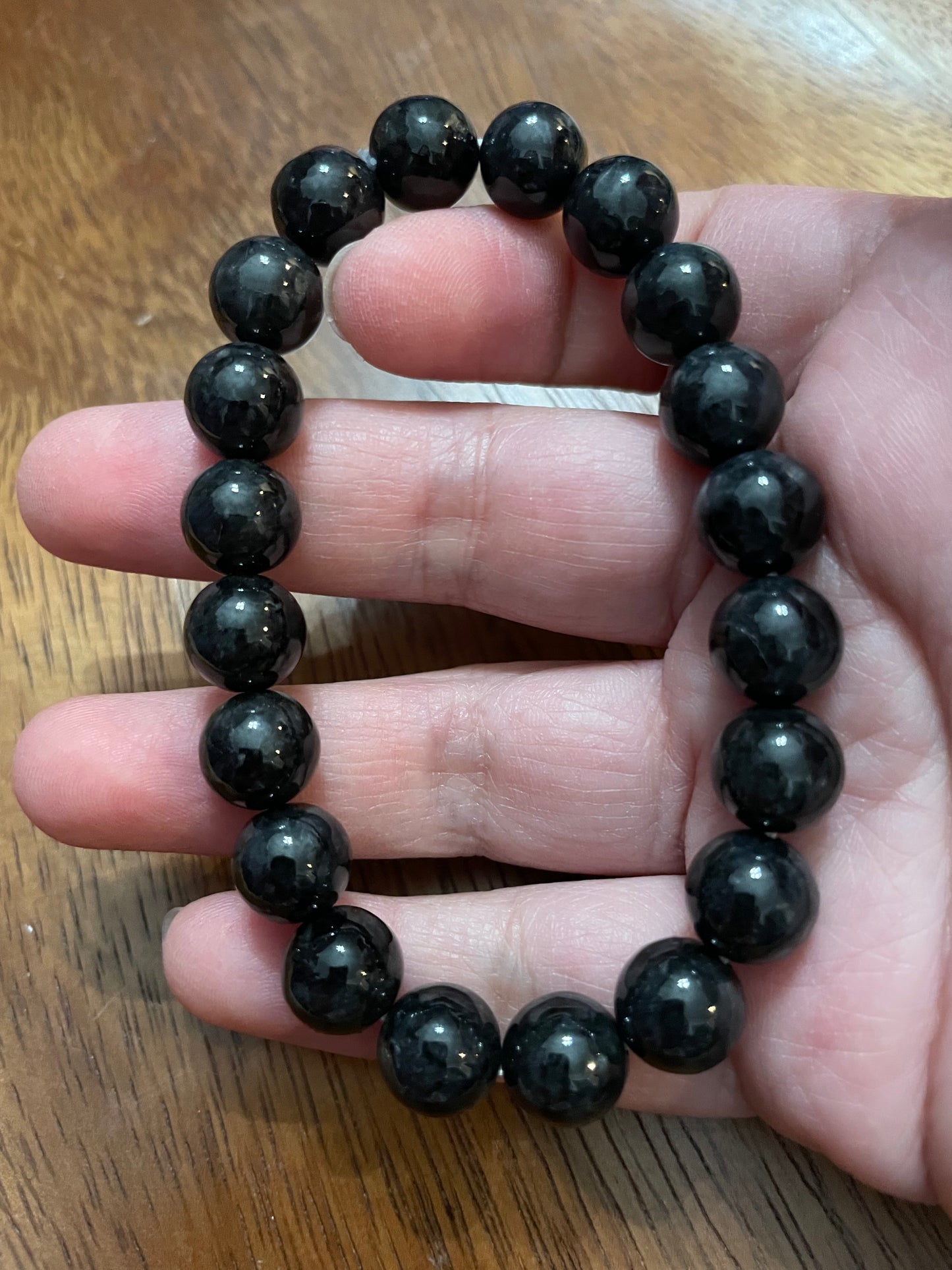 Grade A Natural black bead Burma Jadeite elastic Bracelet