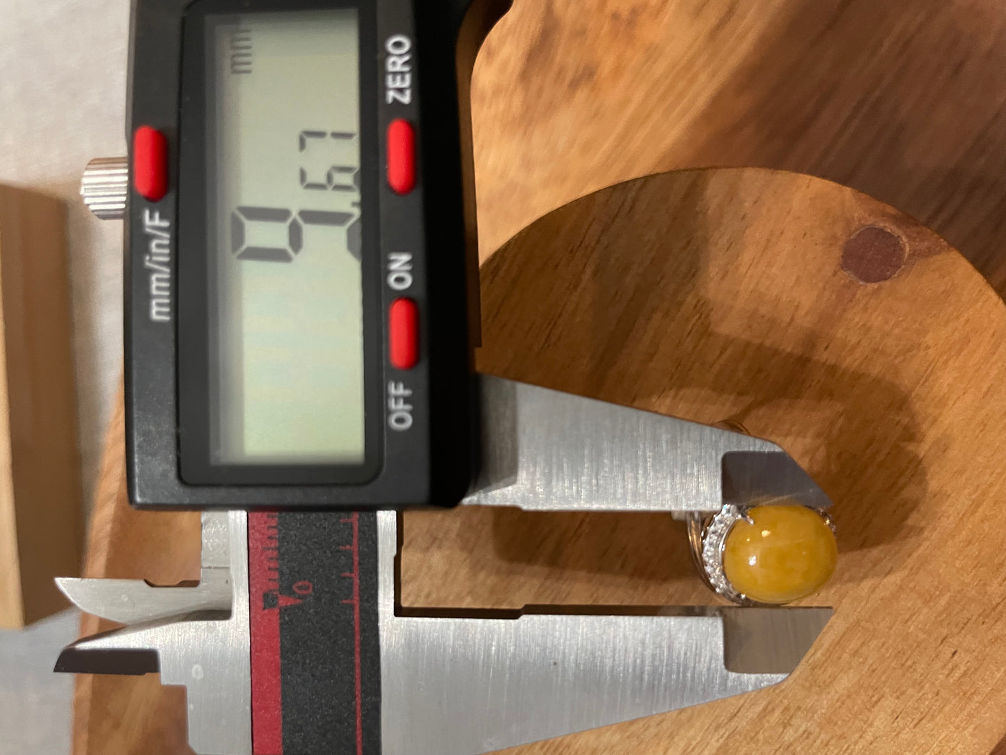 Natural grade A Burmese Icy Yellow Jadeite cabochon with Cubic Zircon Silver Ring