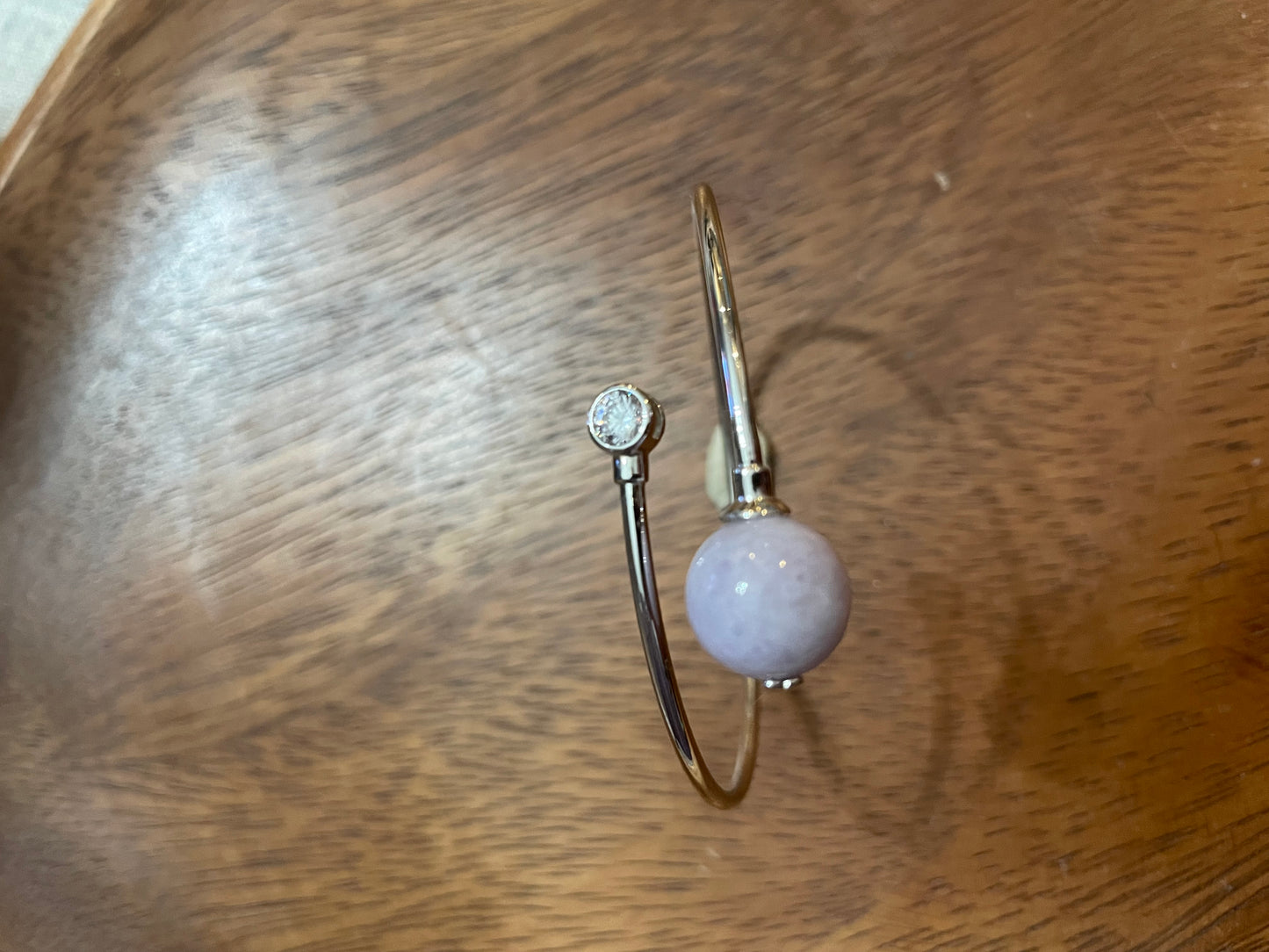 Grade A Natural lavender bead Jadeite silver Bangle