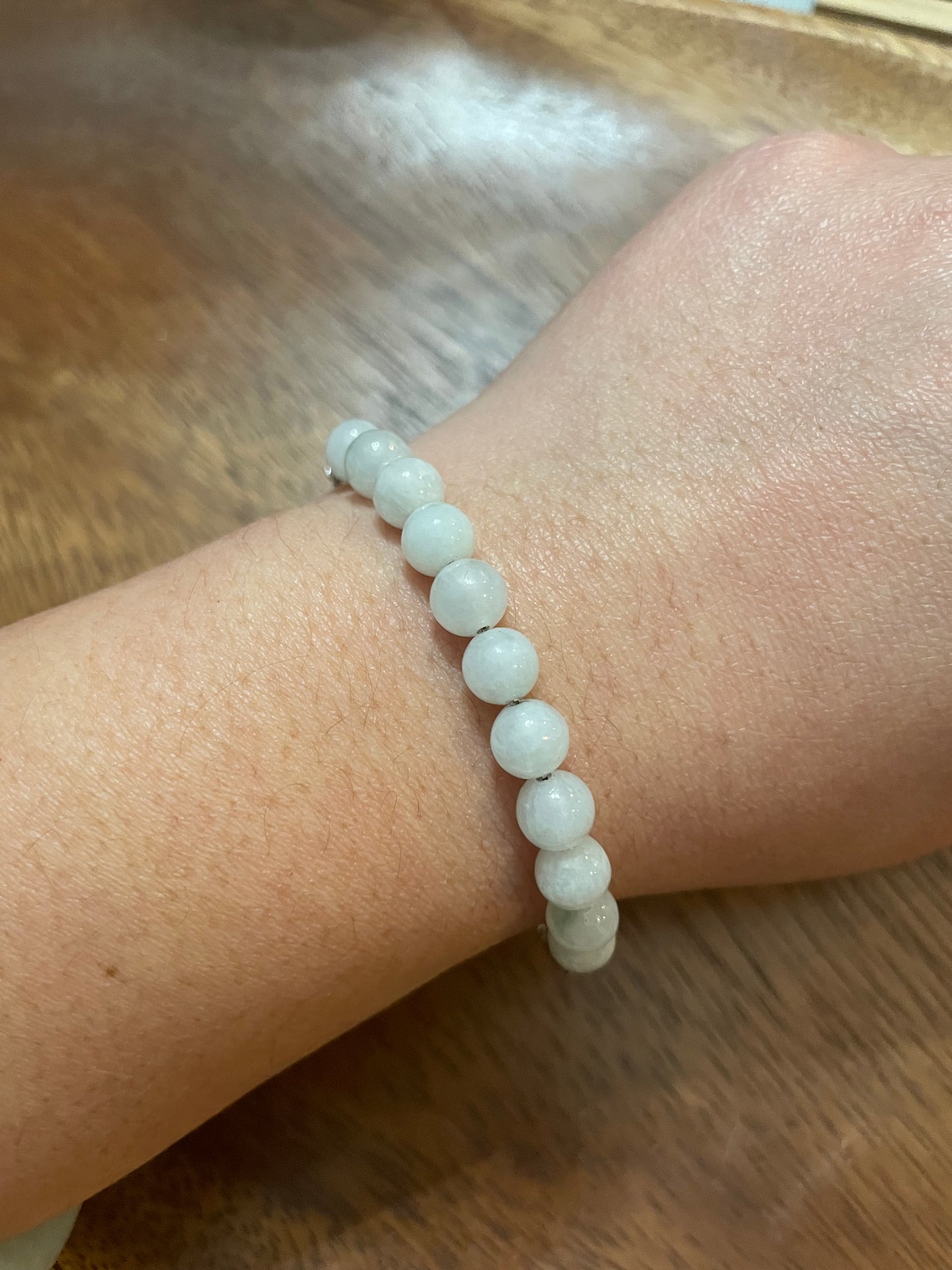 Grade A Natural White bead Jadeite silver bracelet