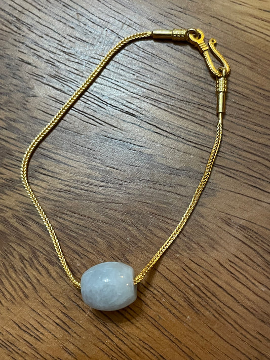 Grade A Natural Lavender luluton Jadeite Gold overlay silver bracelet