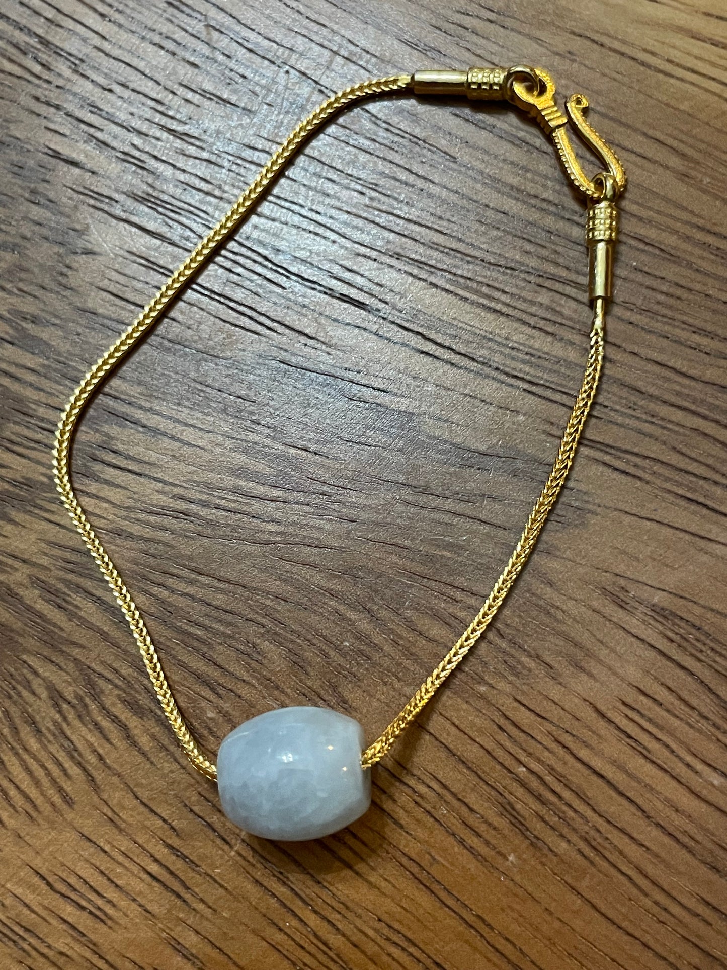 Grade A Natural Lavender luluton Jadeite Gold overlay silver bracelet