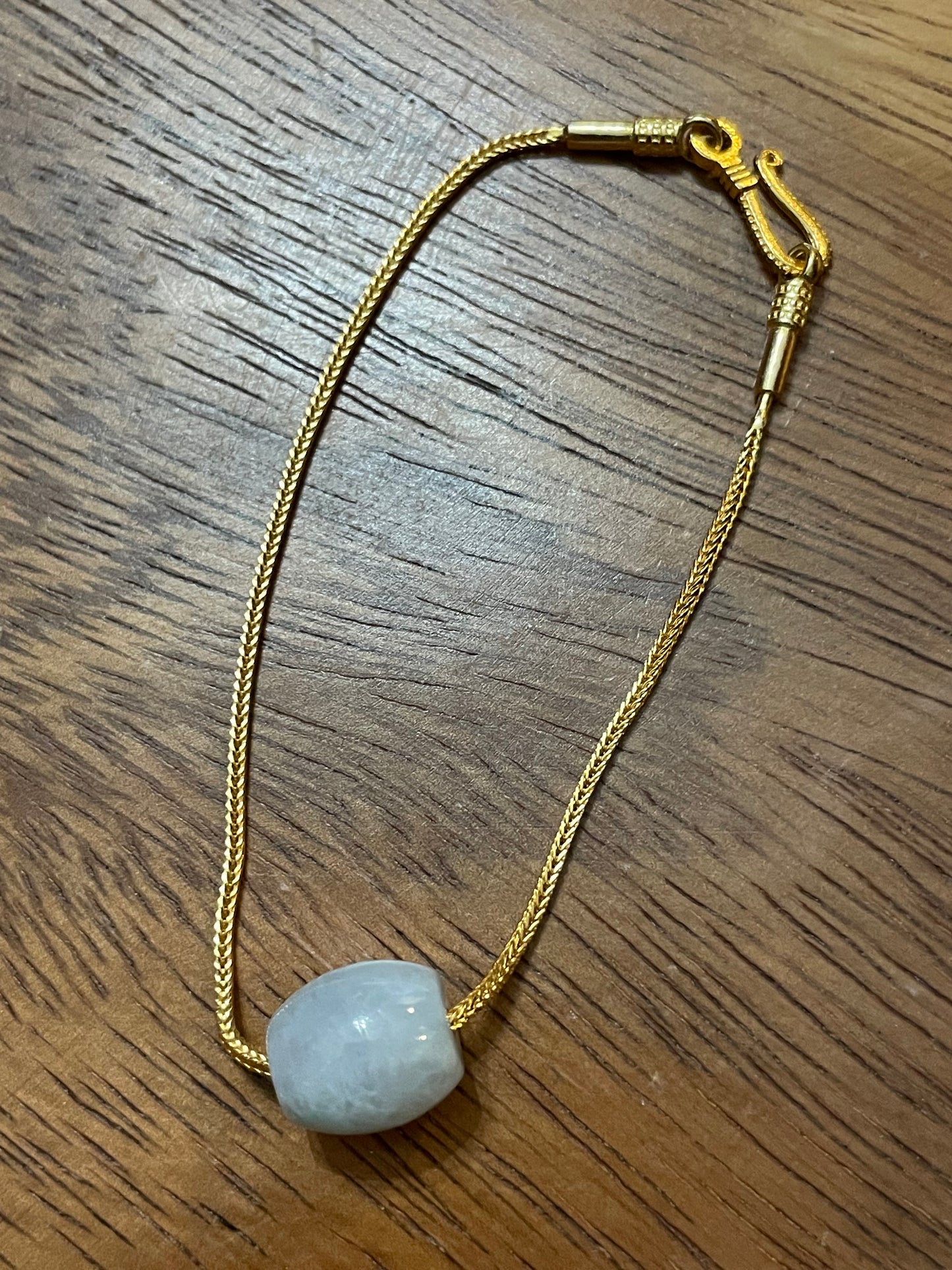 Grade A Natural Lavender luluton Jadeite Gold overlay silver bracelet