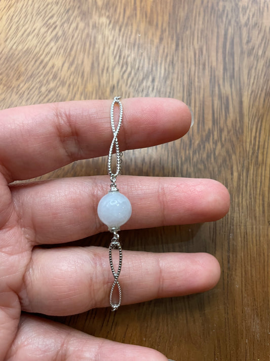 A Natural lavender bead Jadeite  silver bracelet