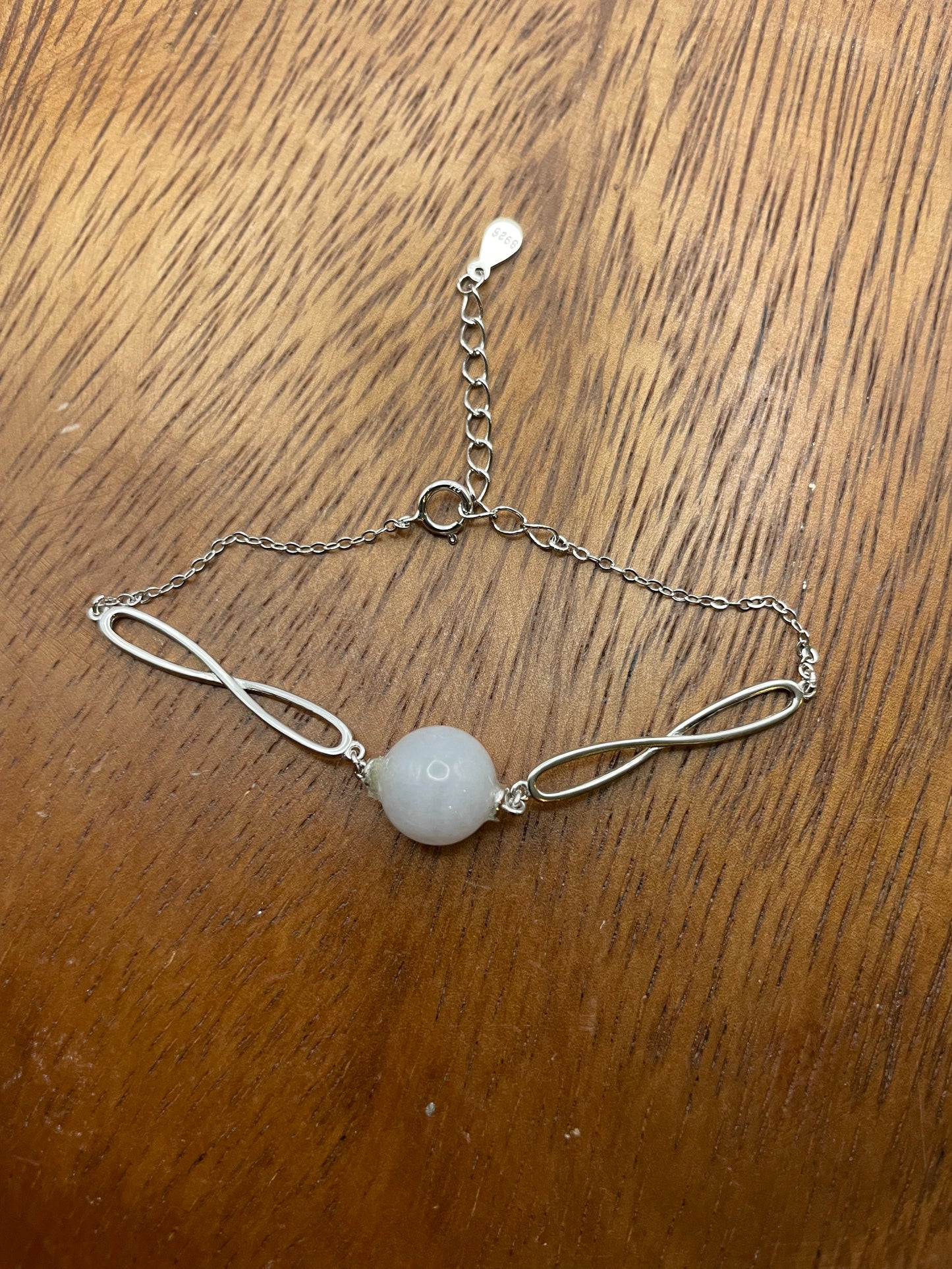 A Natural lavender bead Jadeite  silver bracelet