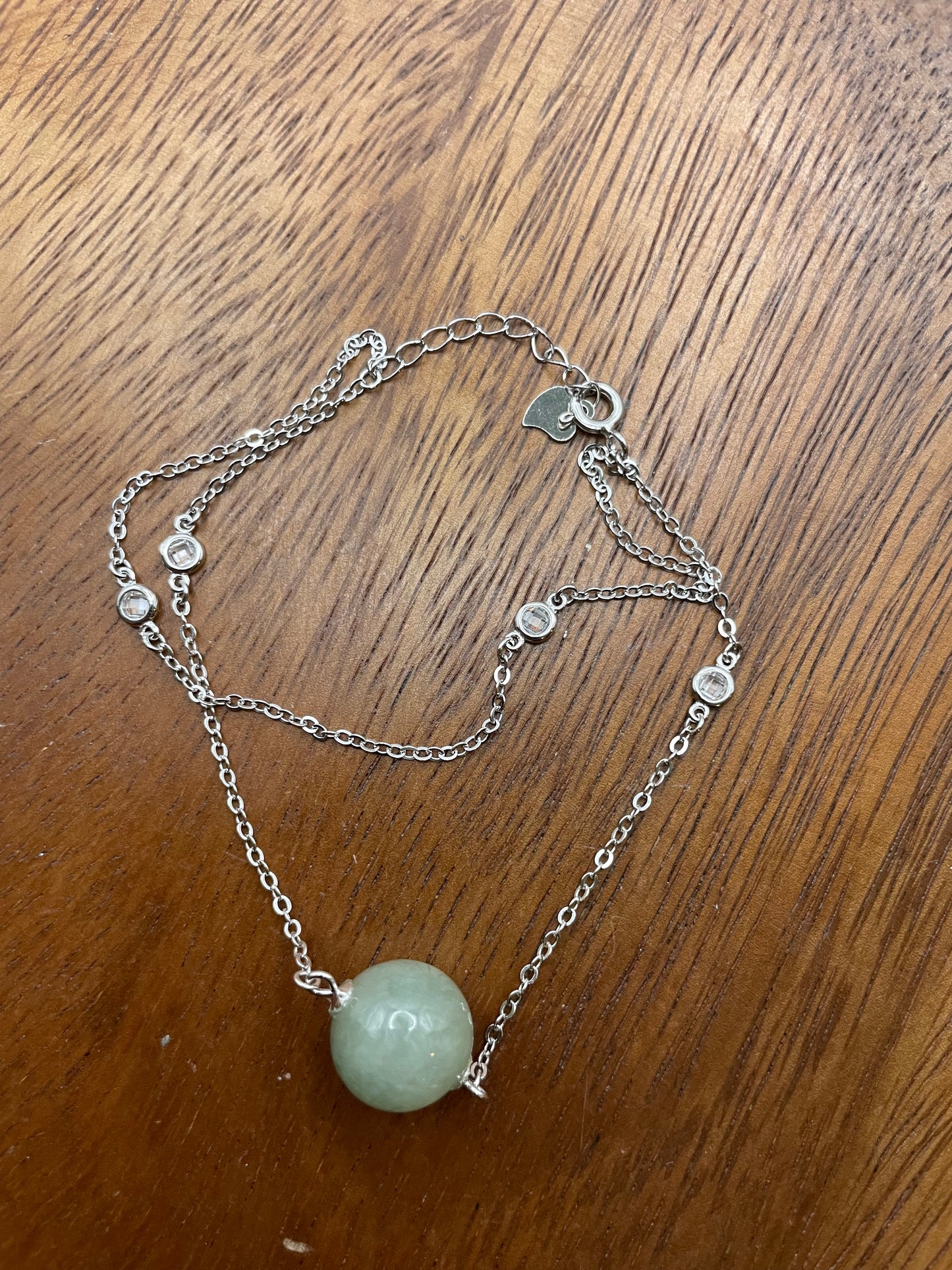 Grade A Natural dark Green bead Jadeite with  silver bracelet